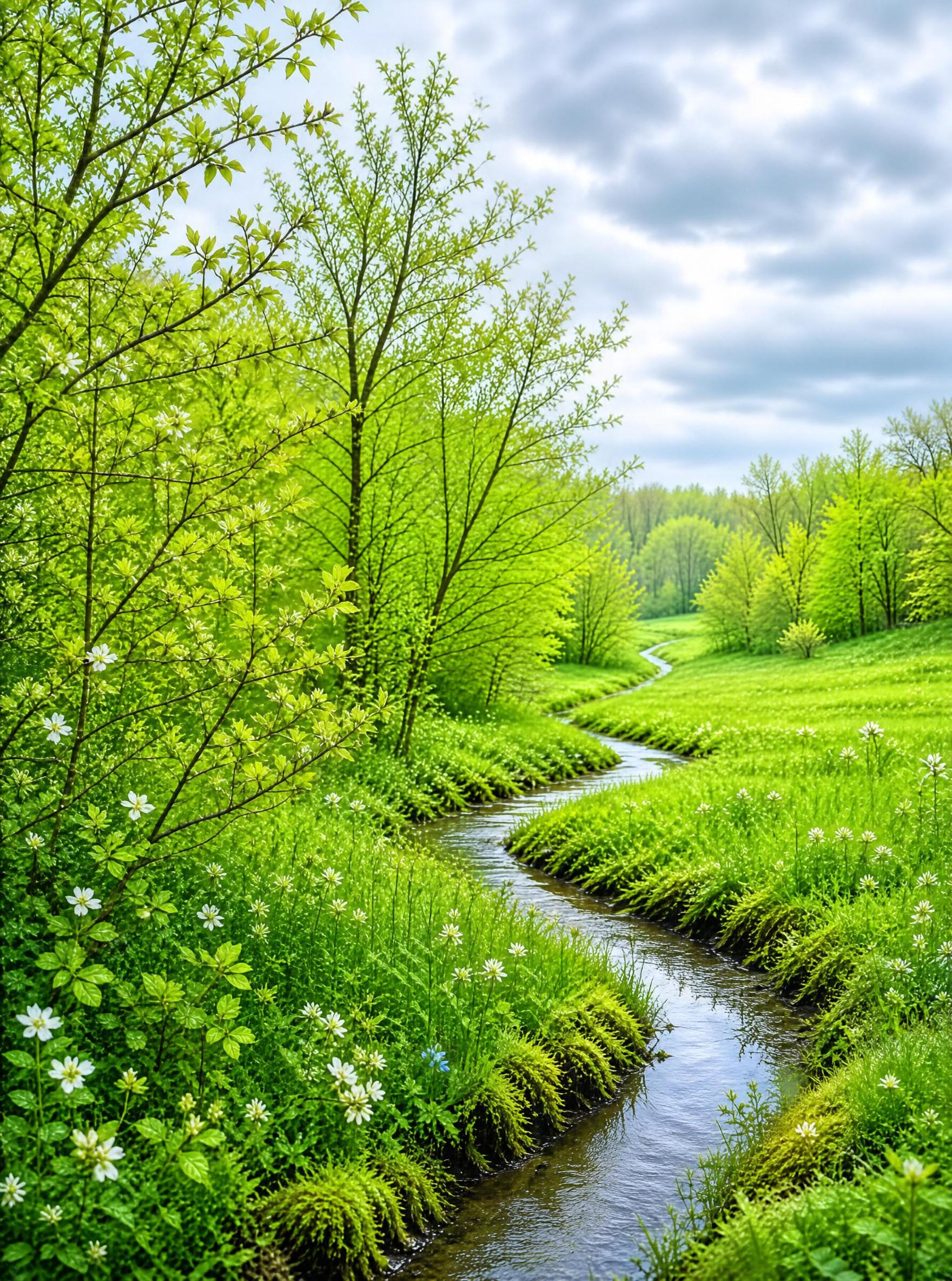 Winding Stream in Spring