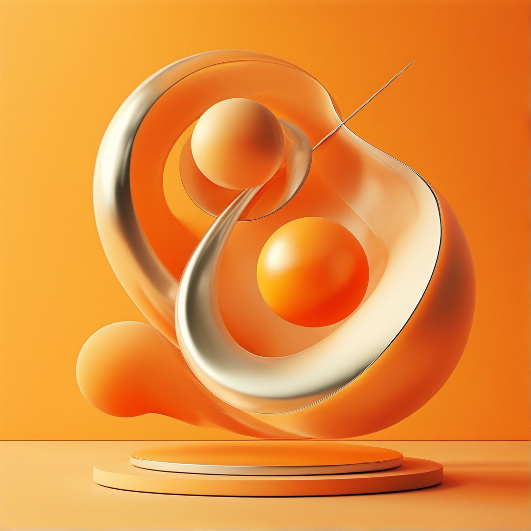Chrome Ring Bloom — Orange Abstract Study