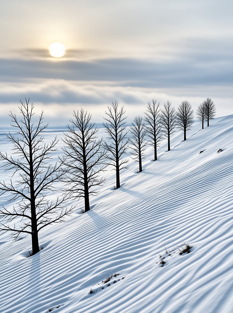 Bare Trees in Winter Snow