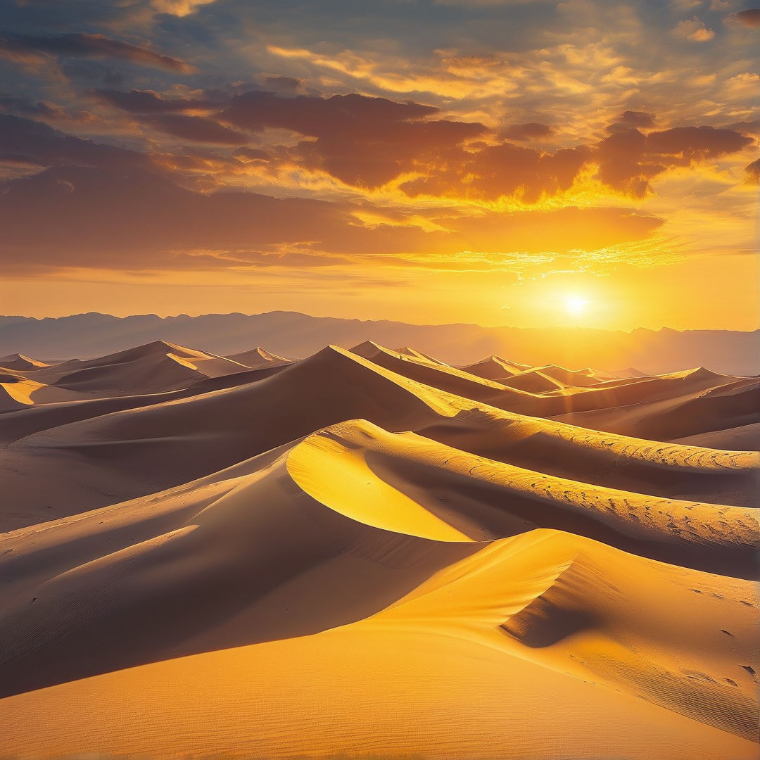 Golden Sunset Over Sand Dunes