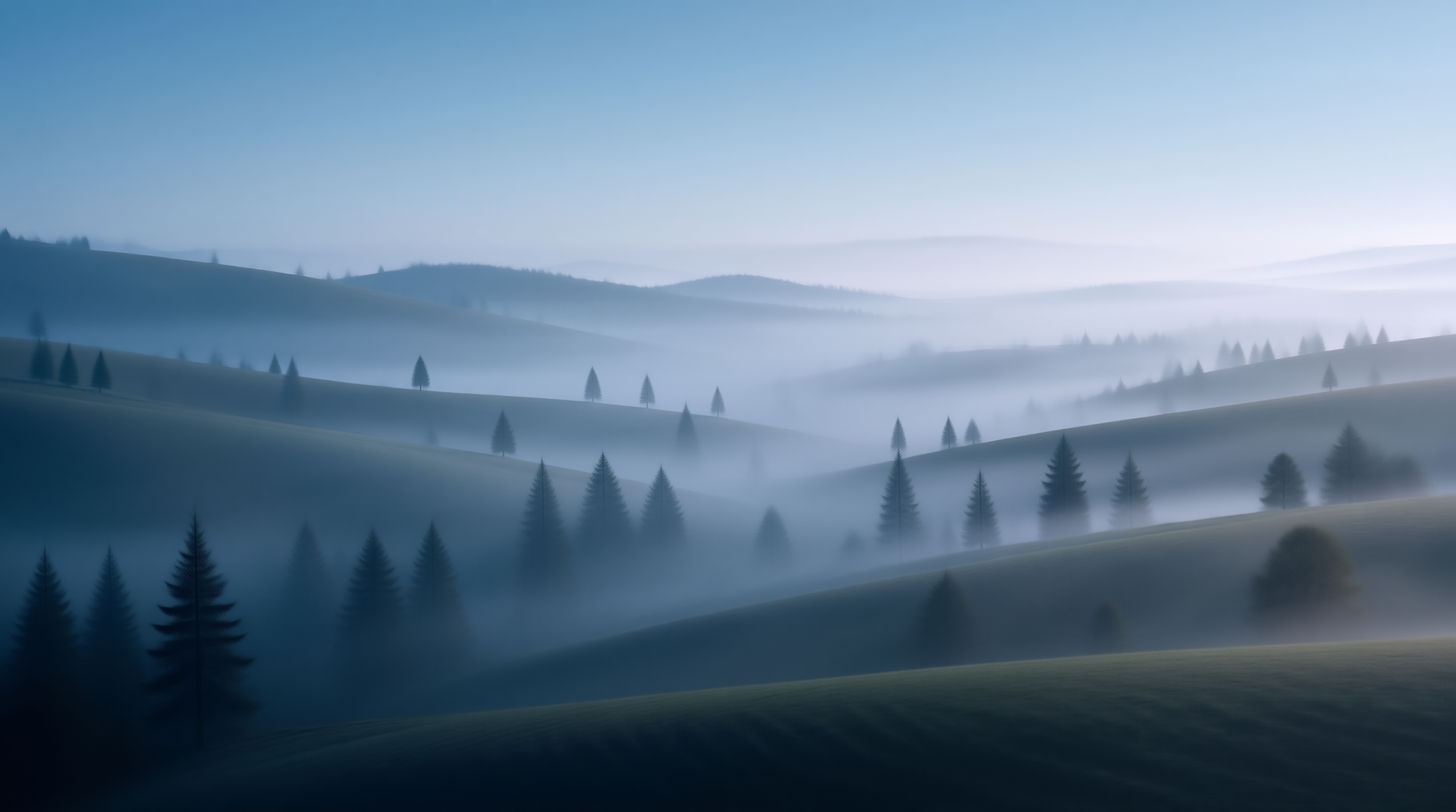 Misty Rolling Hills at Dawn