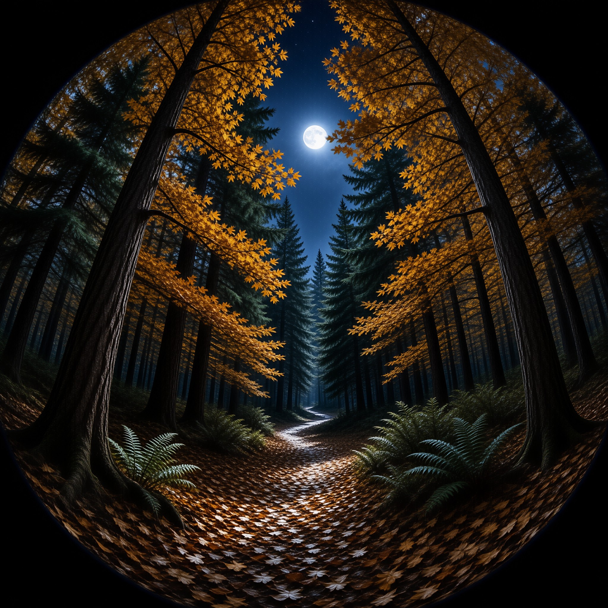 Moonlit Forest Path