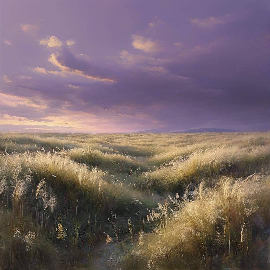 Sunset Over Golden Grass