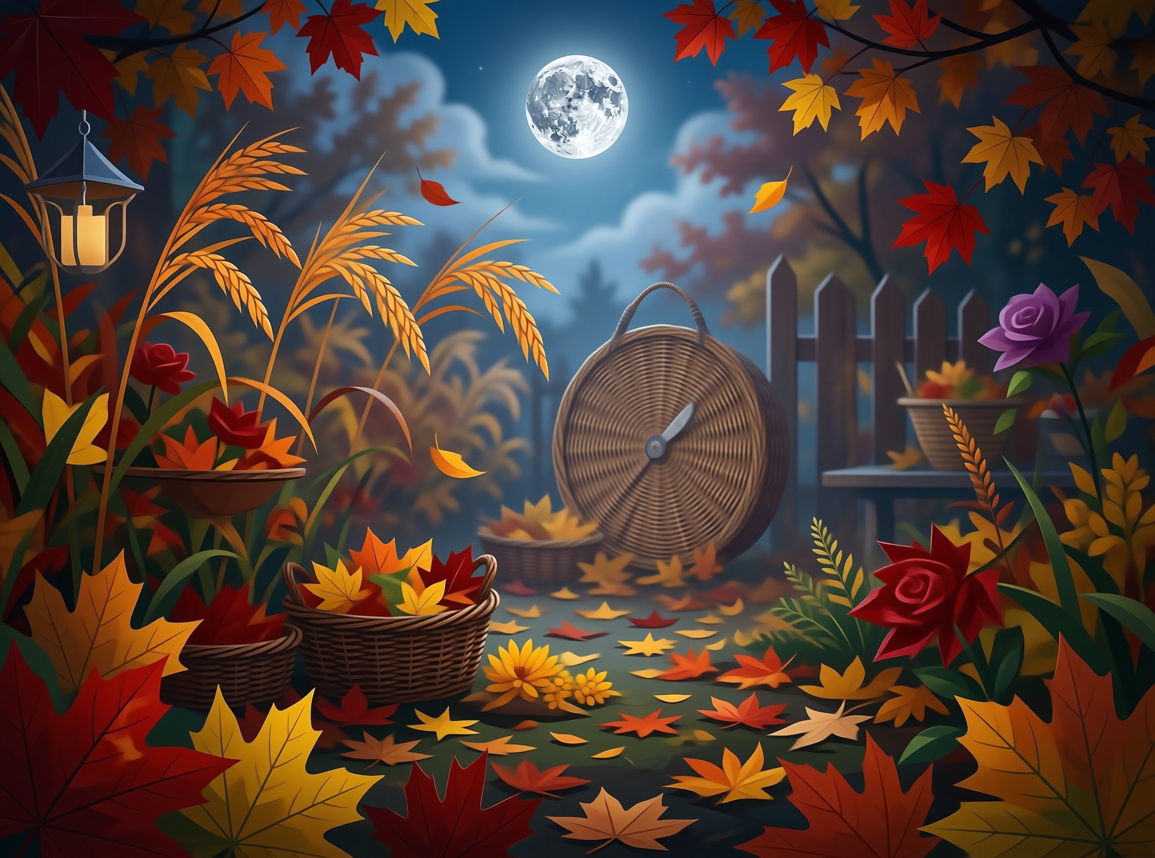 Moonlit Autumn Garden