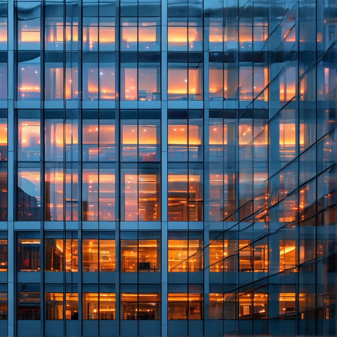 Dusk Glass Office Facade