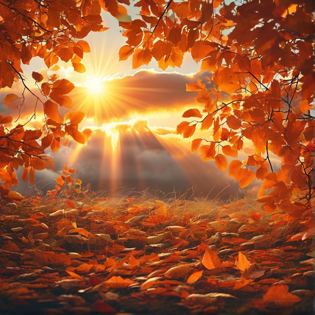 Autumn Sunlight Through Leaves
