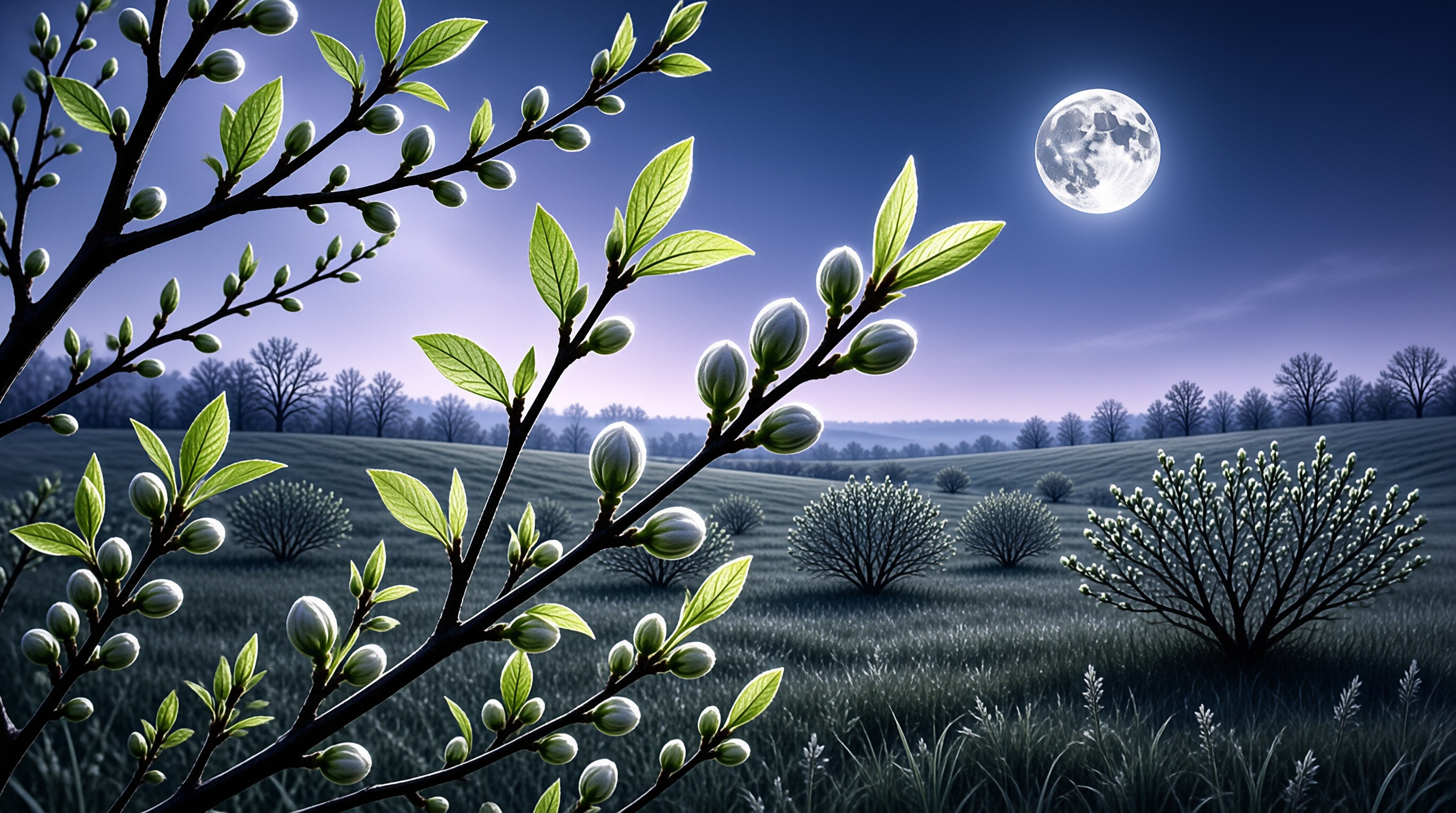 Moonlit Spring Branch
