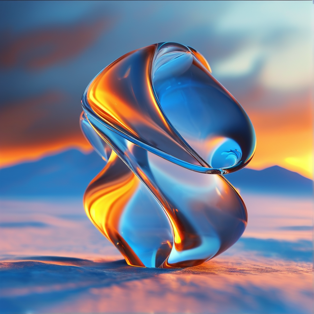 Abstract Glass Sculpture at Dusk