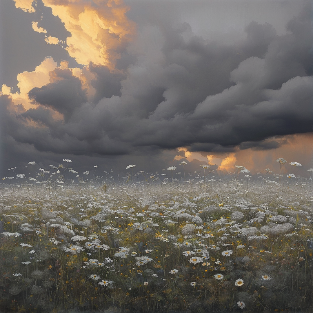 Stormy Sky Over Wildflowers