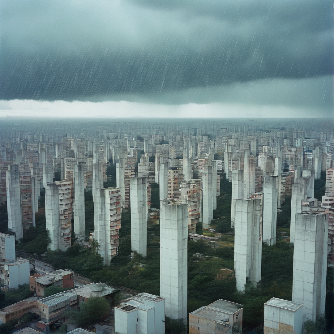 Concrete Towers in Heavy Rain