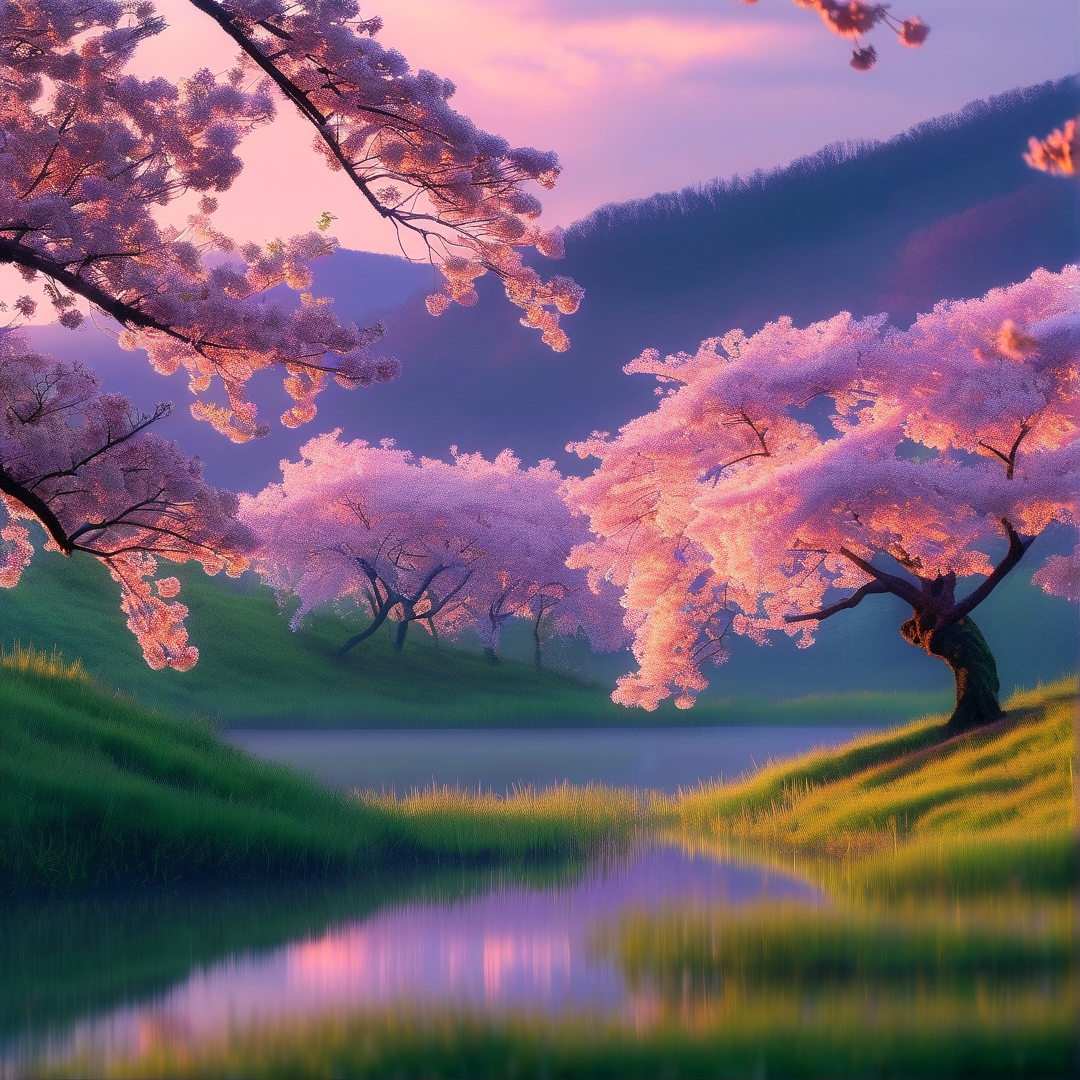 Dreamy Cherry Blossom Lake