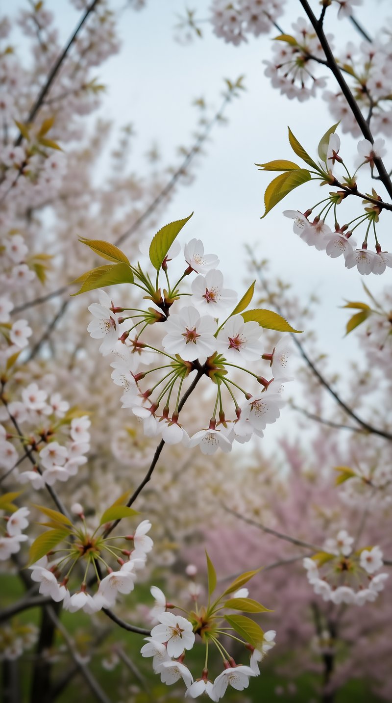 White Cherry Blossoms in Spring