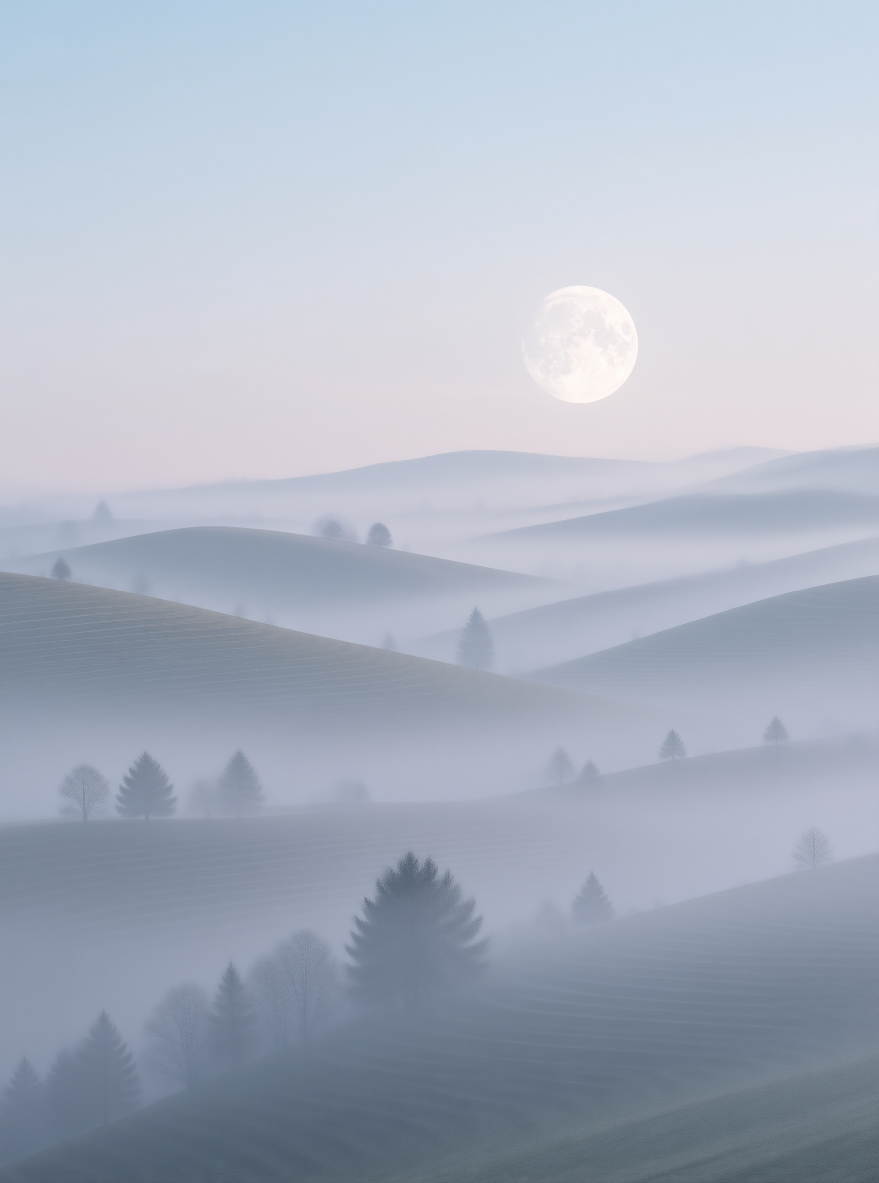 Misty Hills and Moon