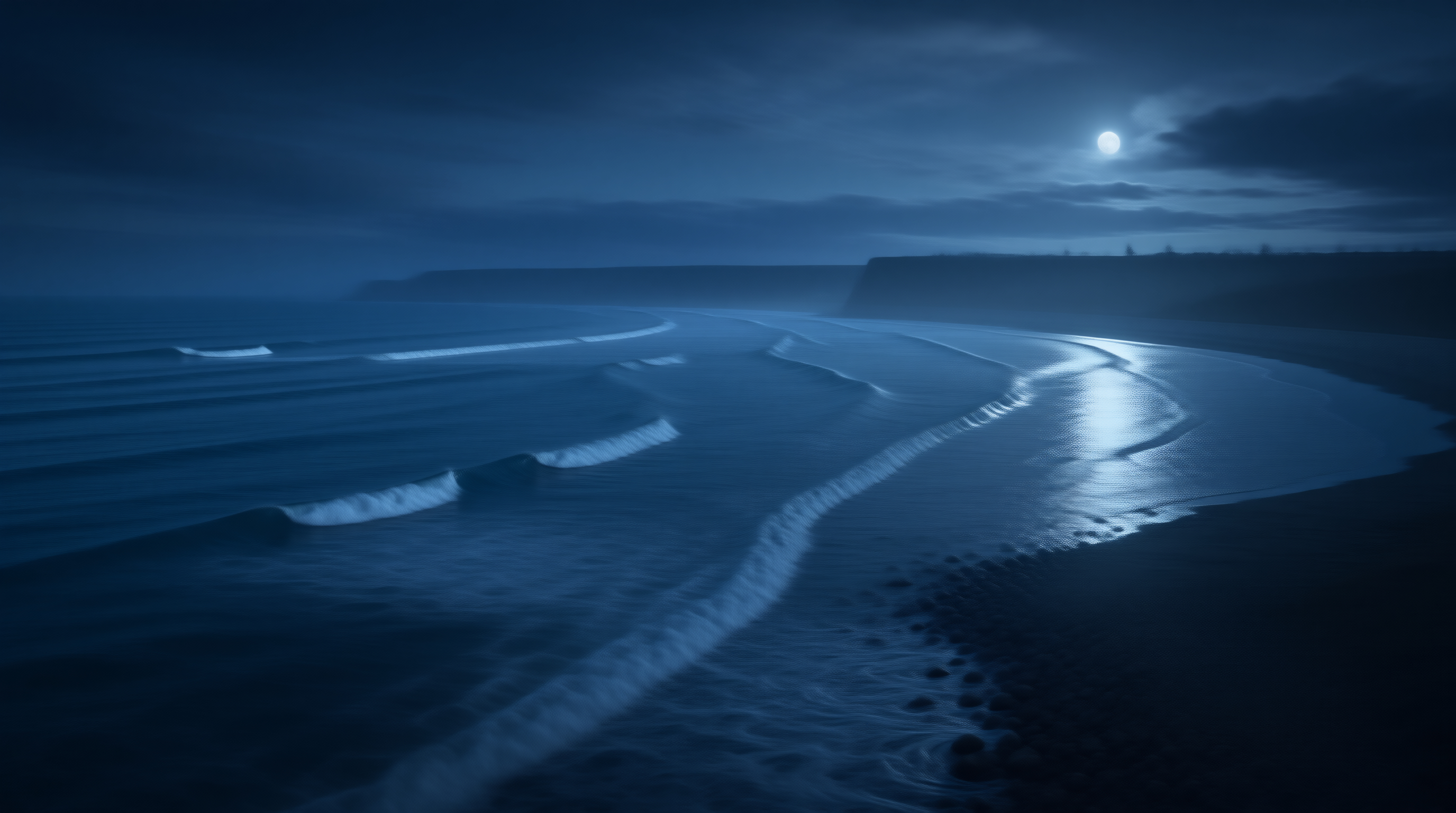 Moonlit Beach at Night