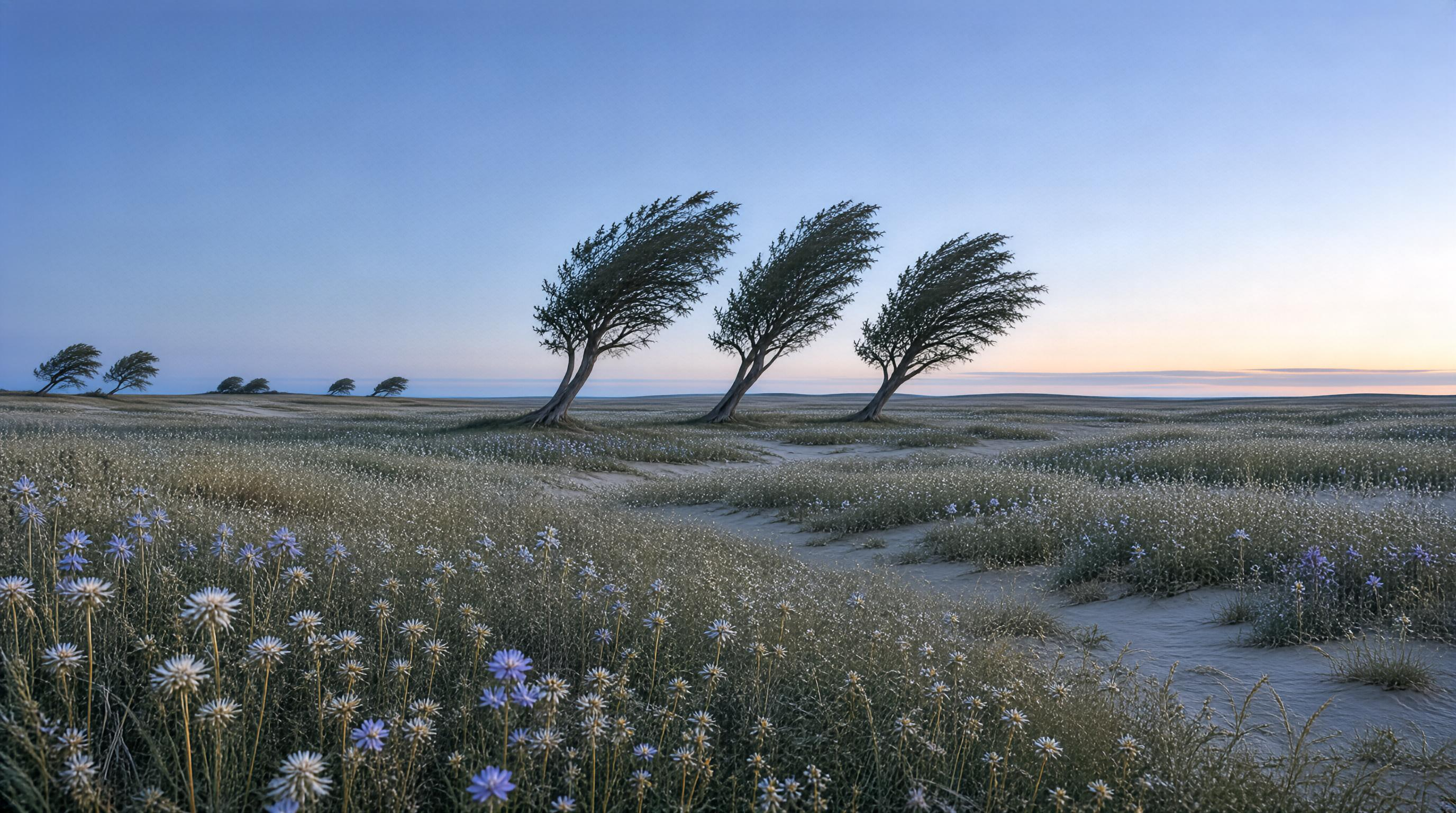 Windy Field with Wildflowers