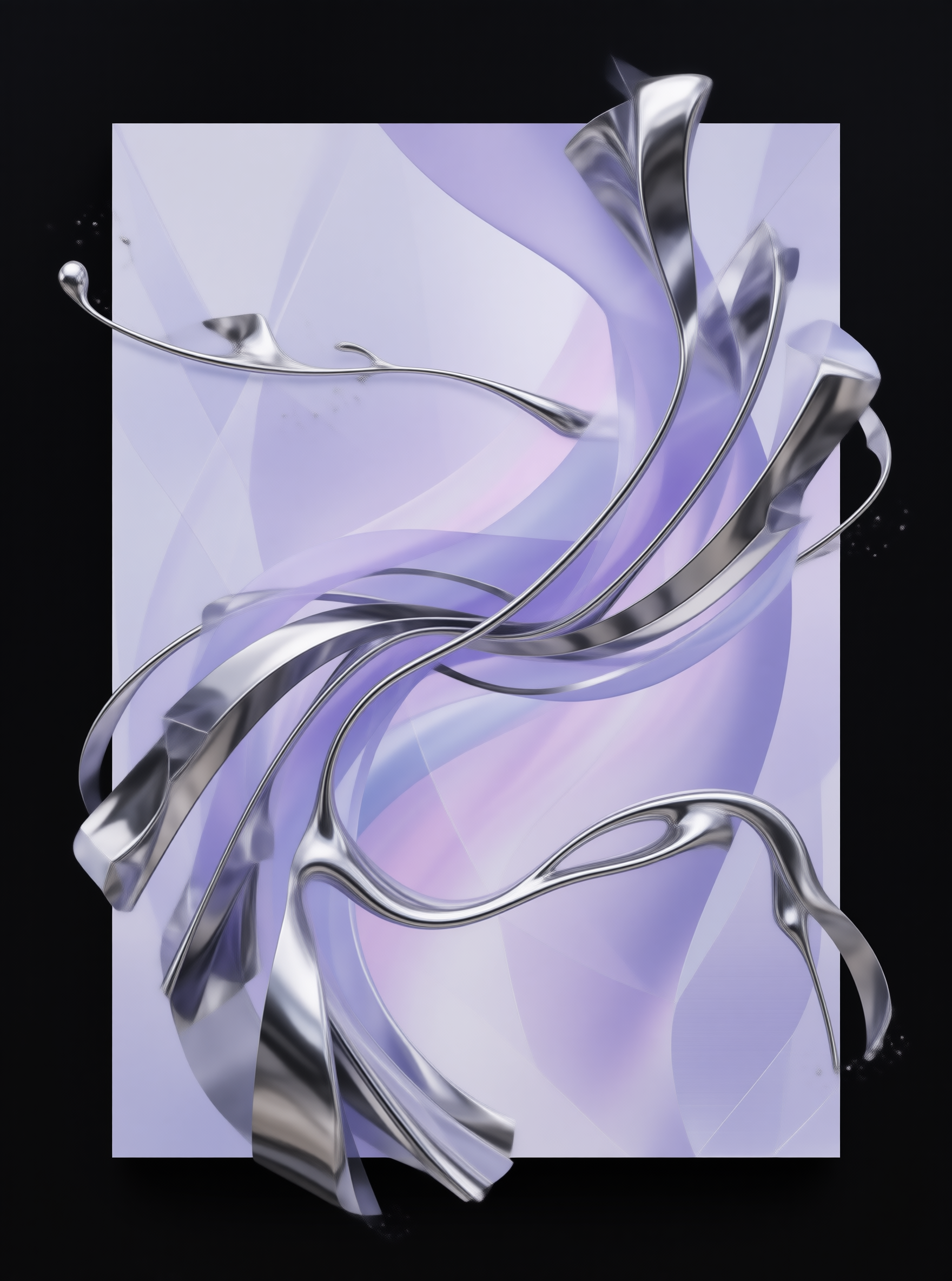 Polished Chrome Ribbon — Lavender Kinetic Study