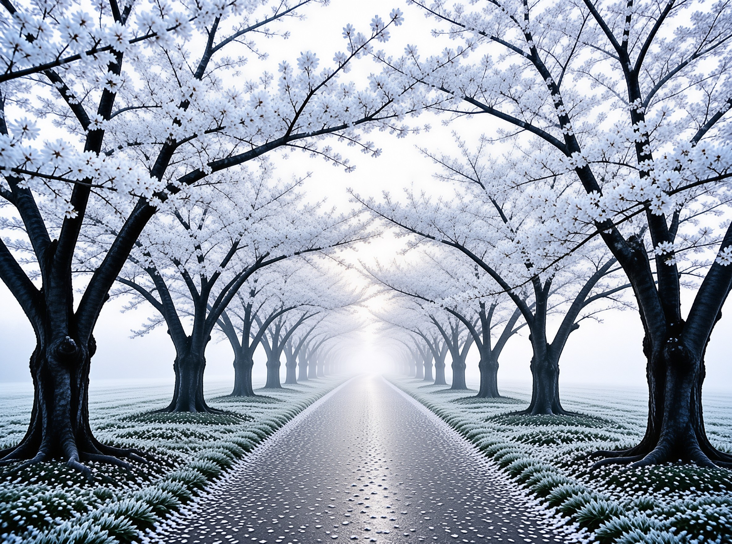 Misty Cherry Blossom Path