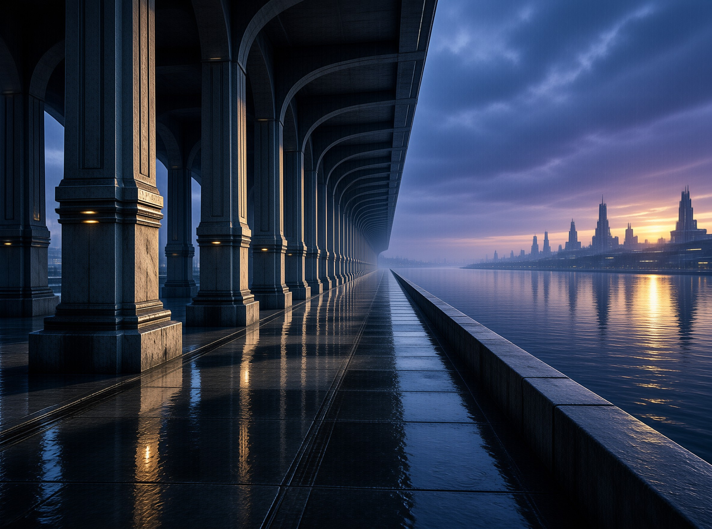 Futuristic Bridge at Dusk