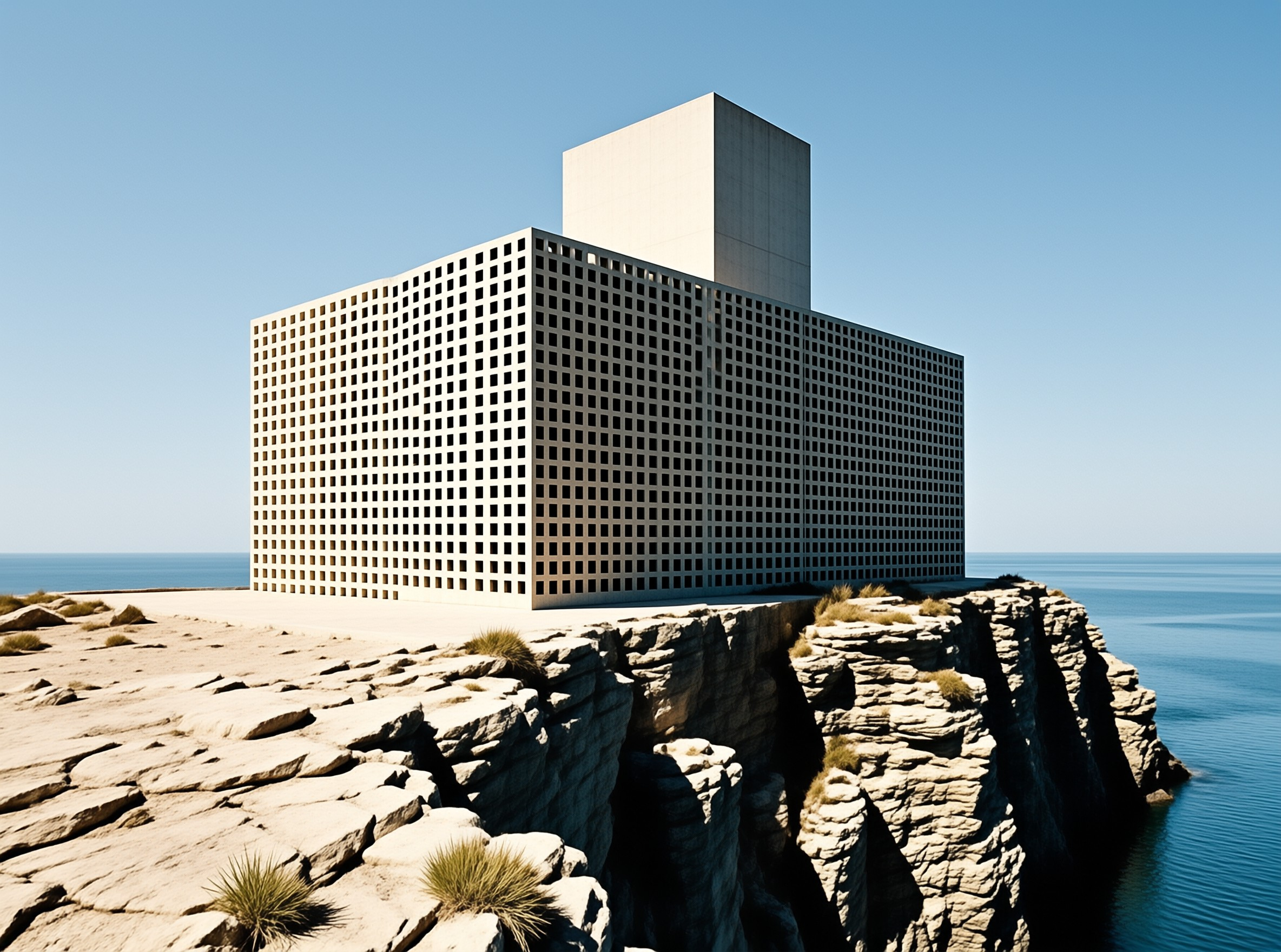 Brutalist Building on Cliff
