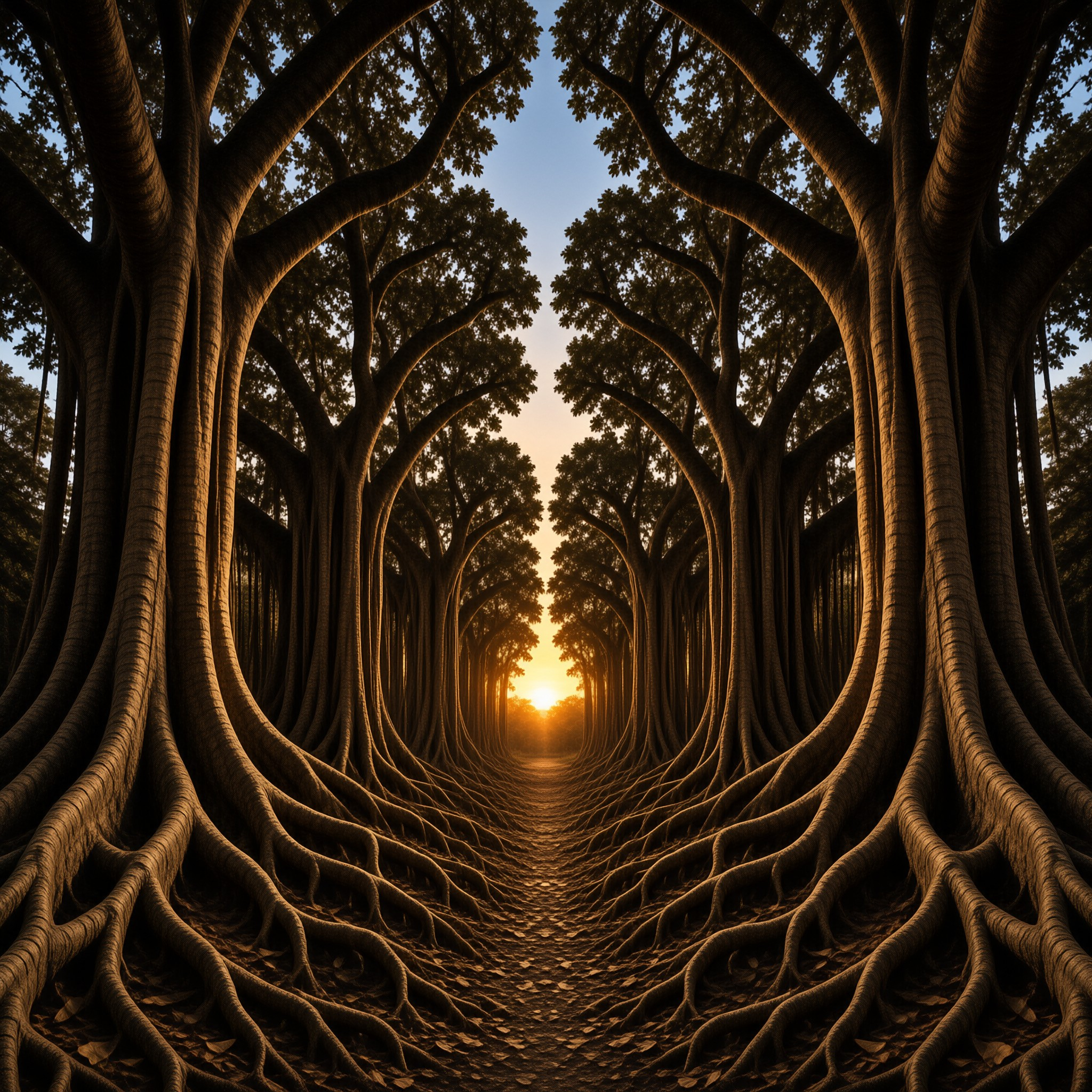 Golden Tree Root Tunnel
