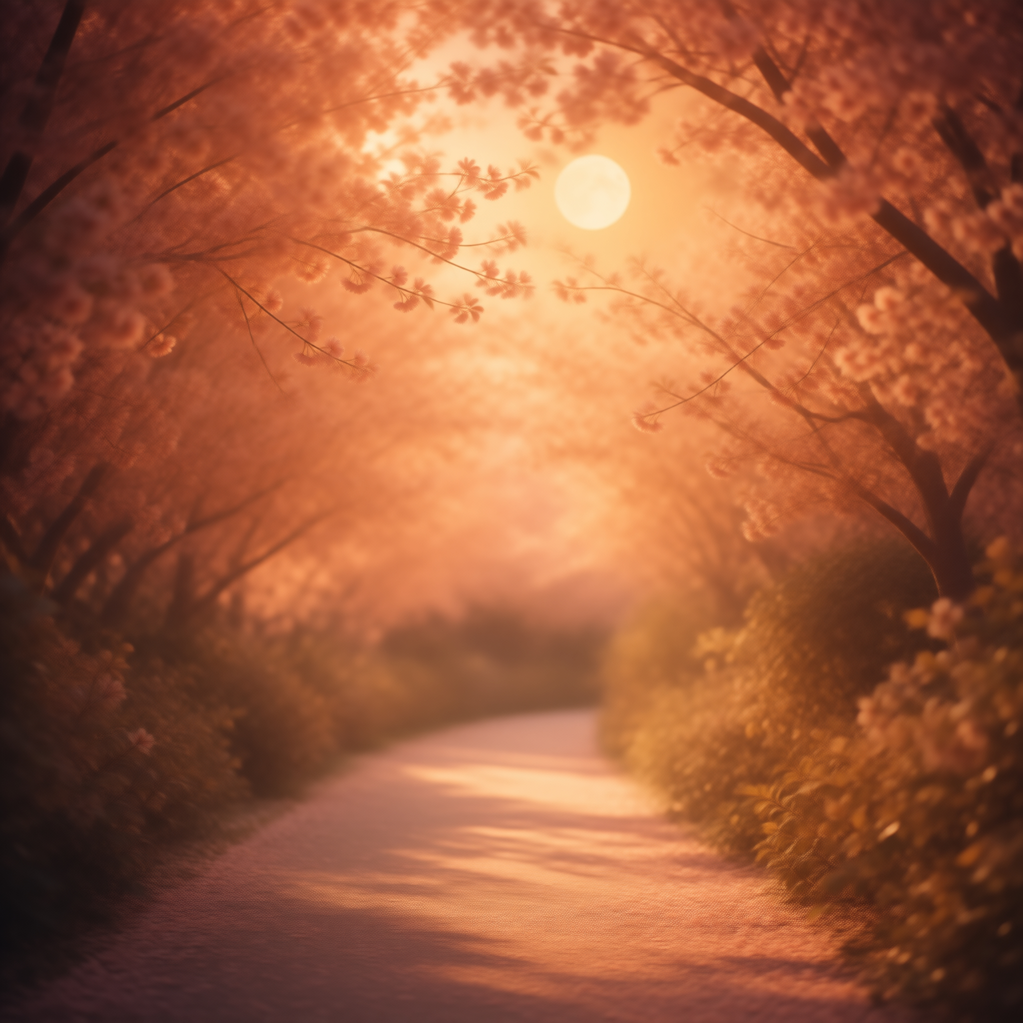 Golden Cherry Blossom Walkway