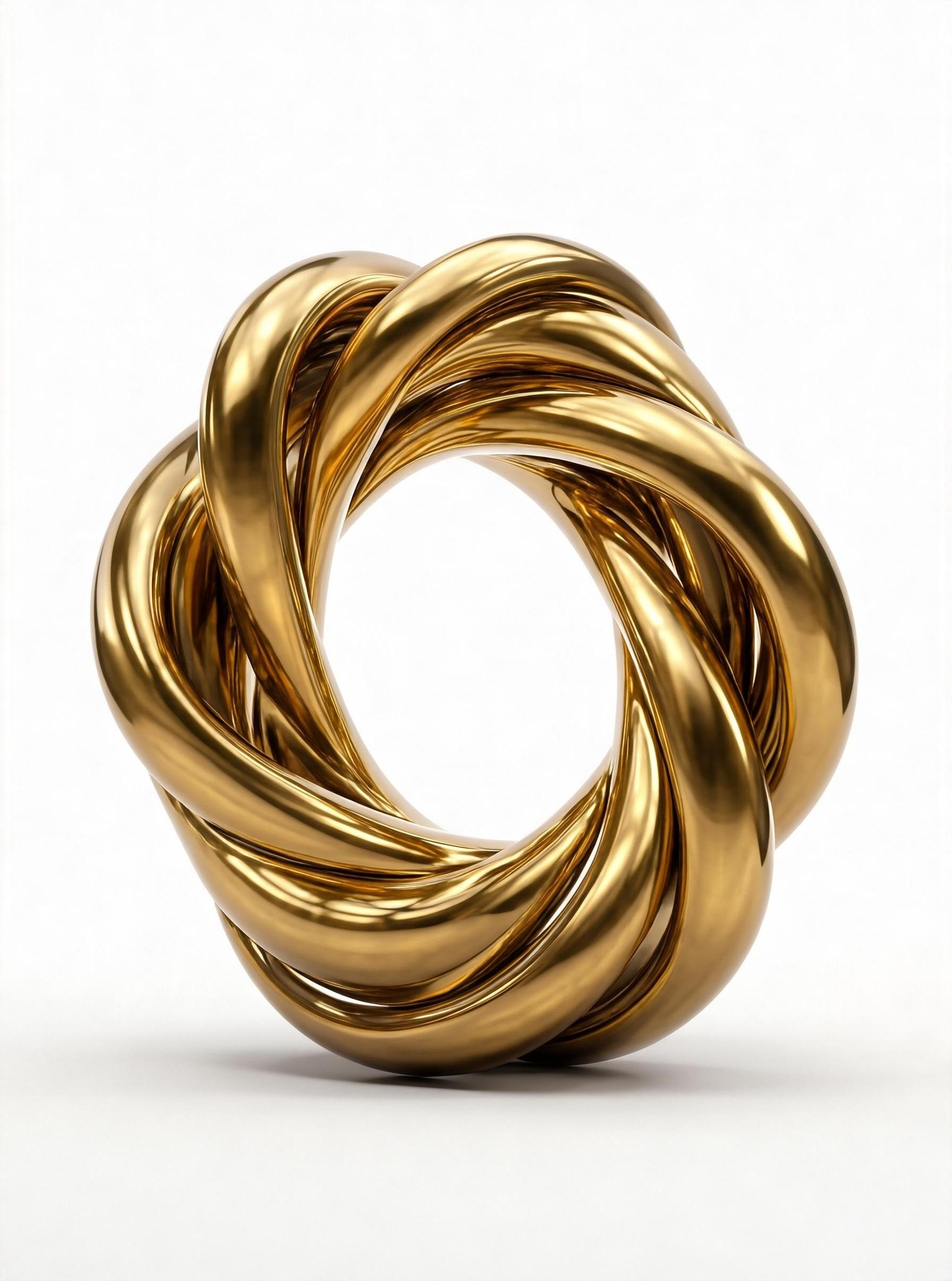 Golden Interwoven Ring Sculpture