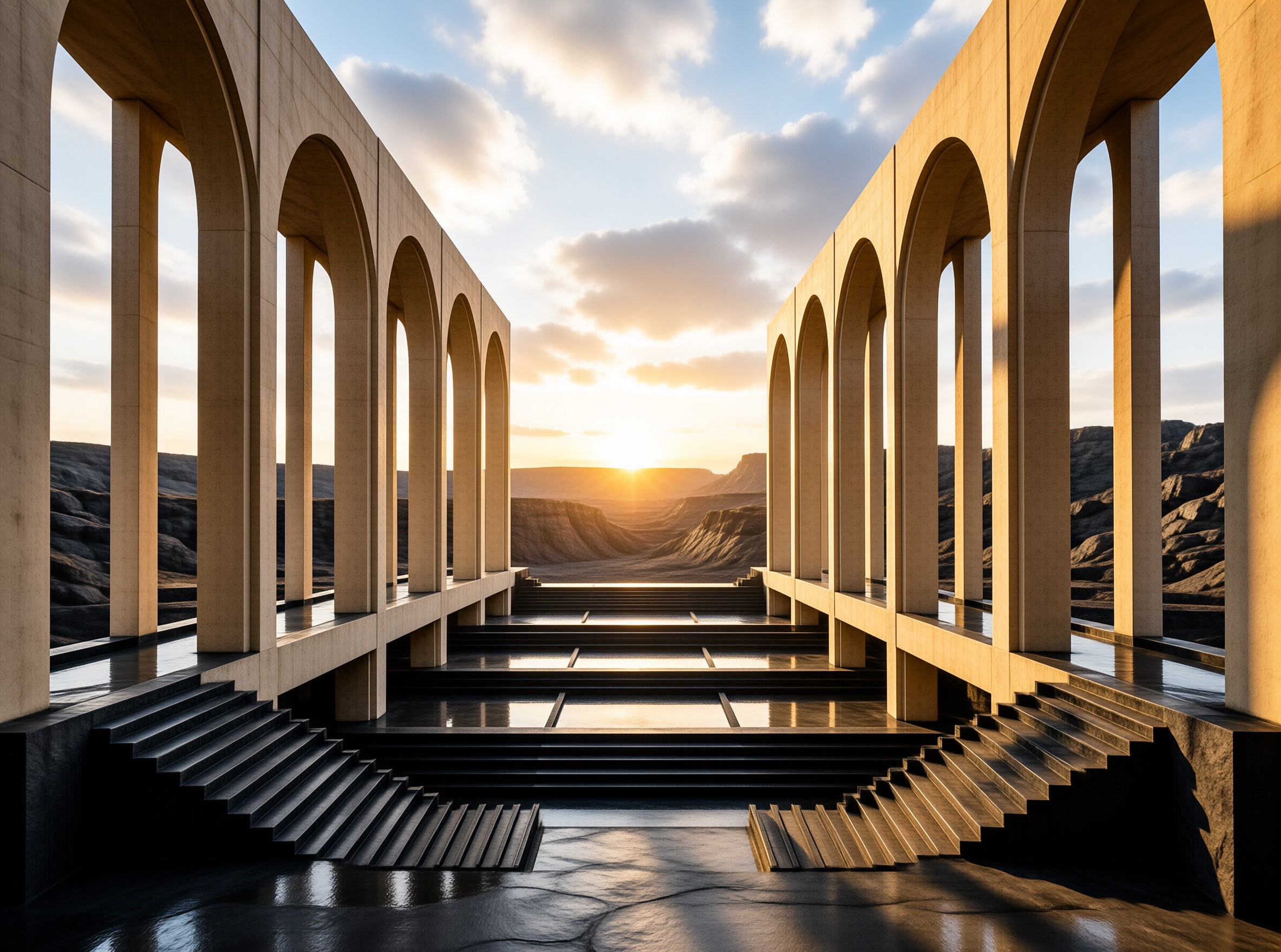 Architectural View at Sunset