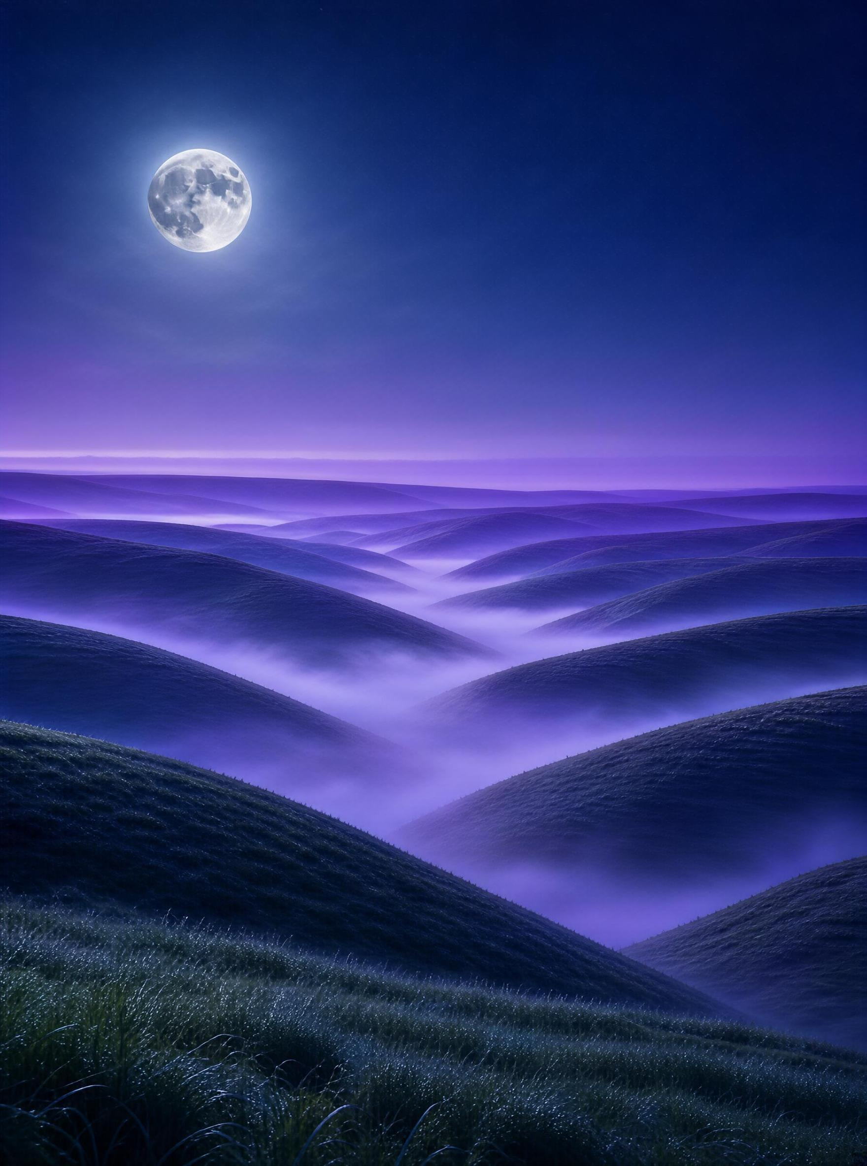 Moonlit Misty Hills