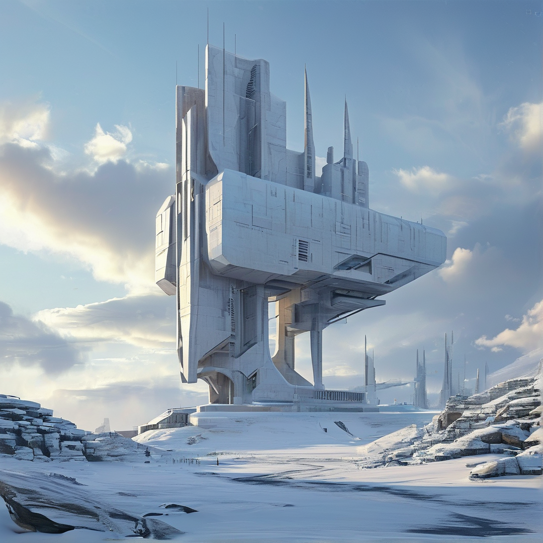 Futuristic Snowy Tower