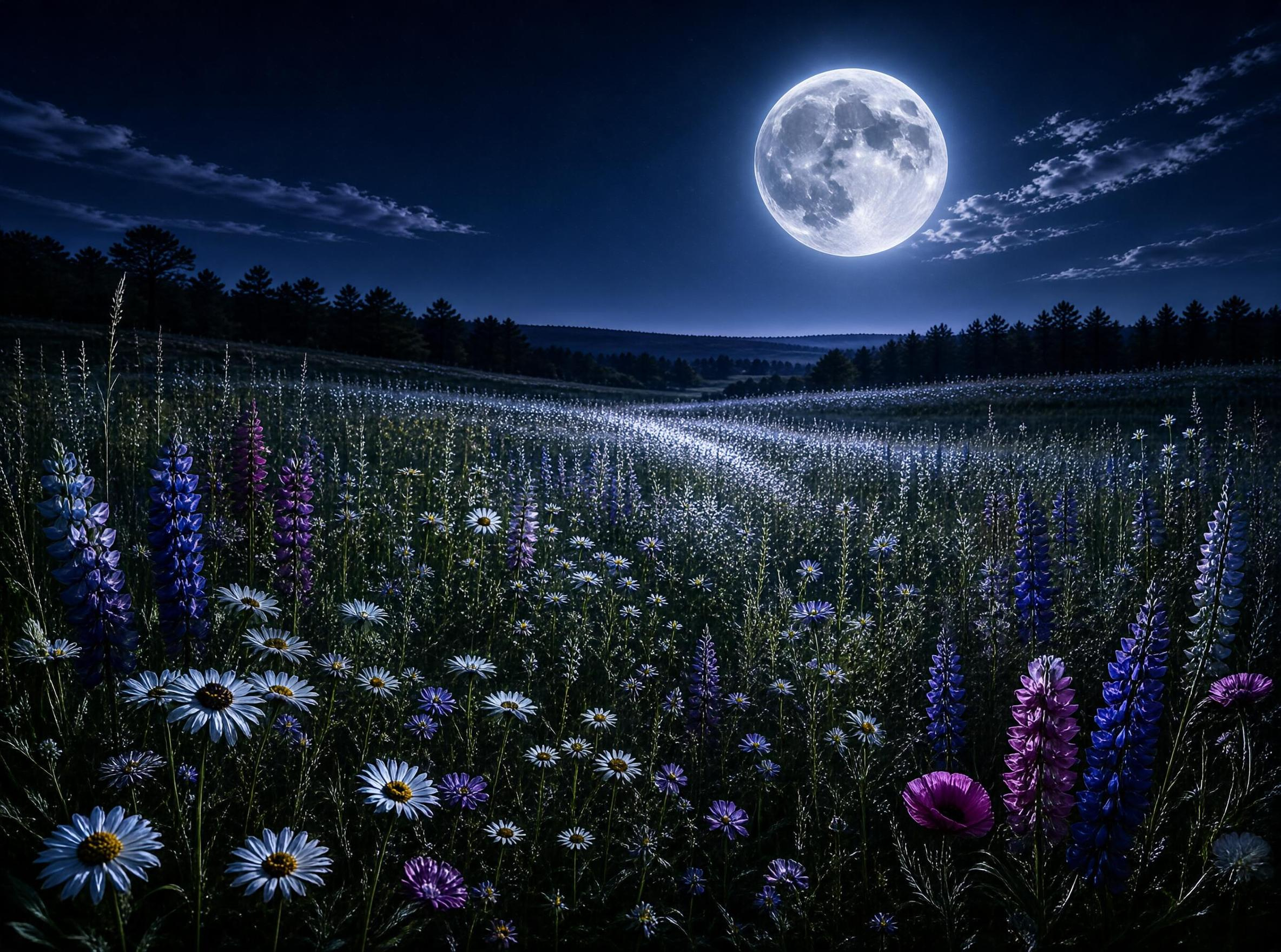 Moonlit Wildflower Meadow