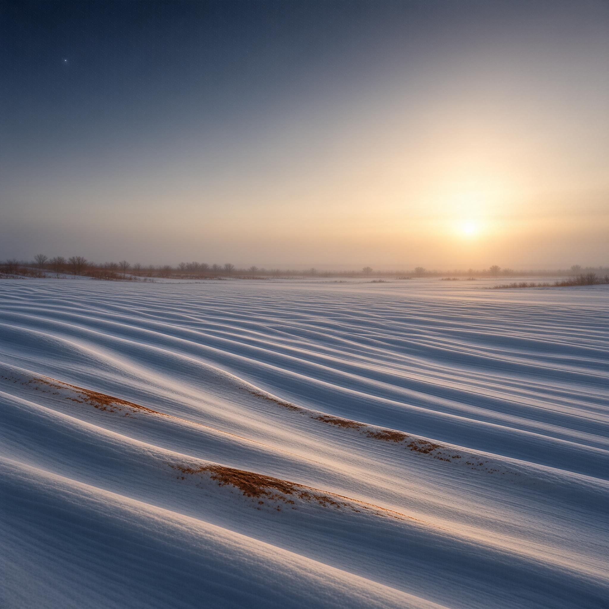 Snowy Field at Sunrise