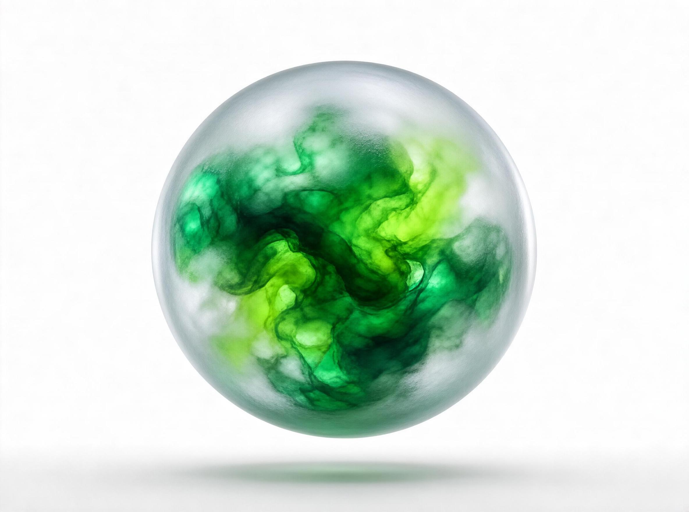 Translucent Sphere with Green Swirls