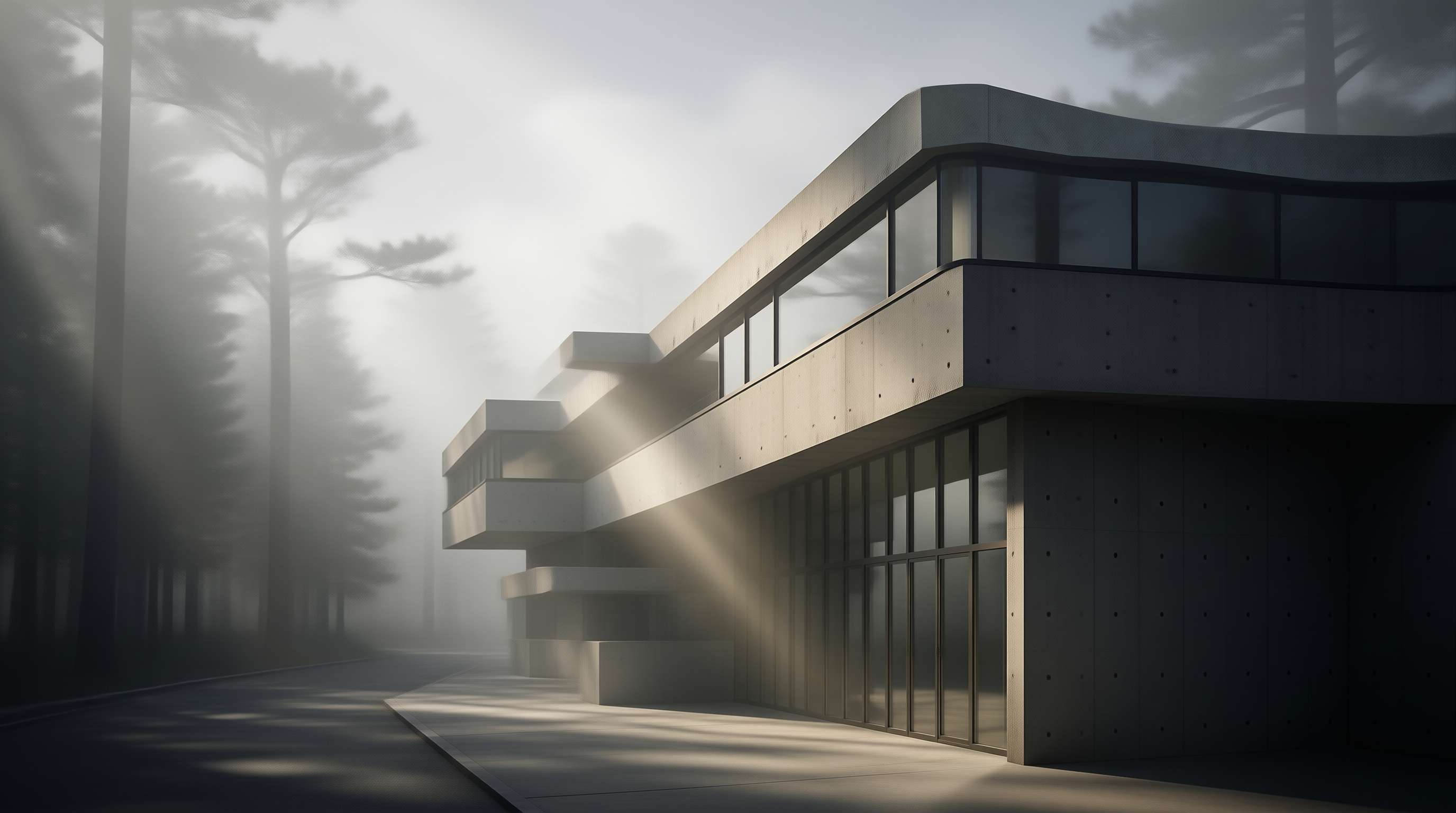 Modern Concrete Villa in Mist