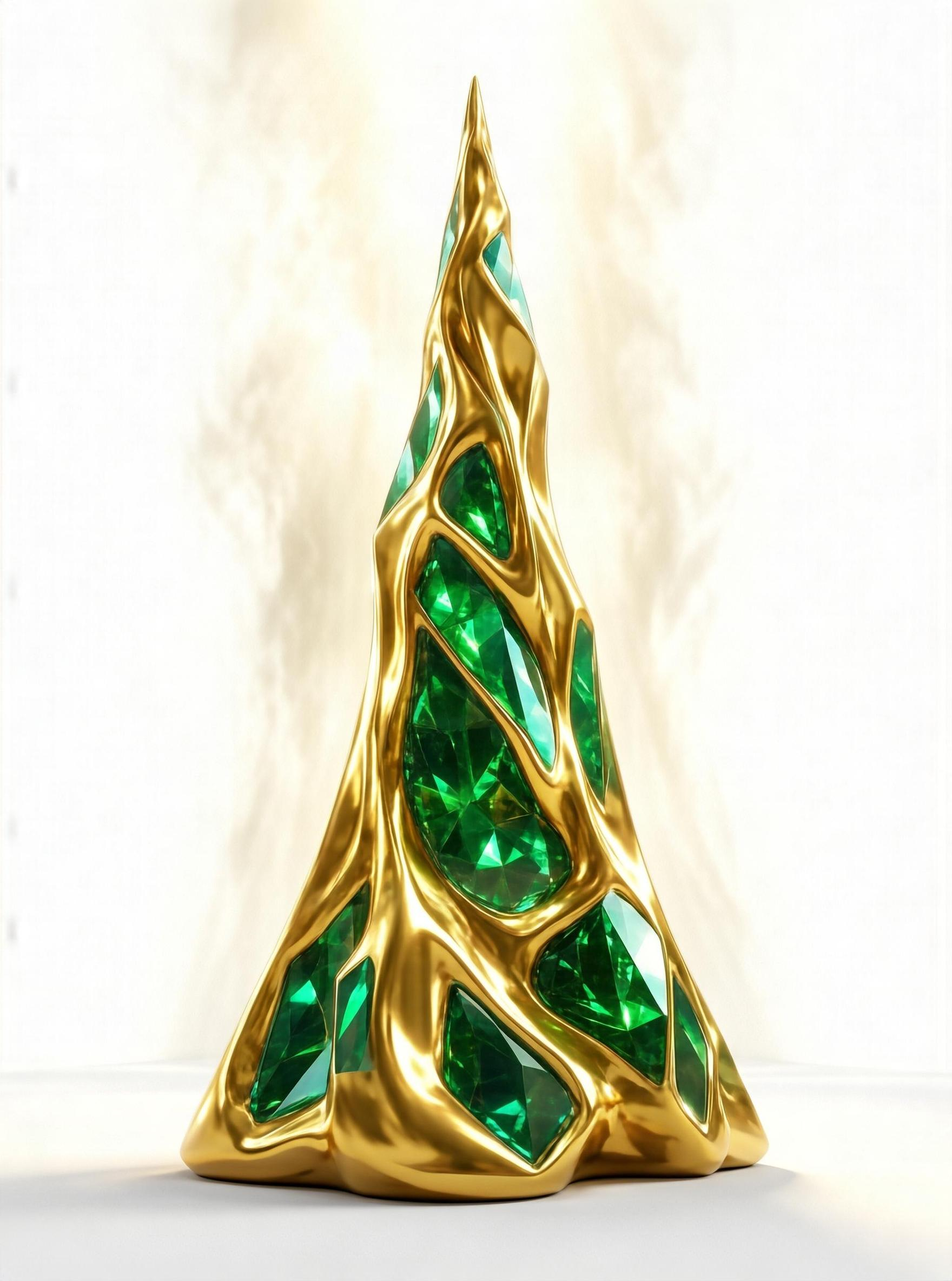 Golden Emerald Sculpture
