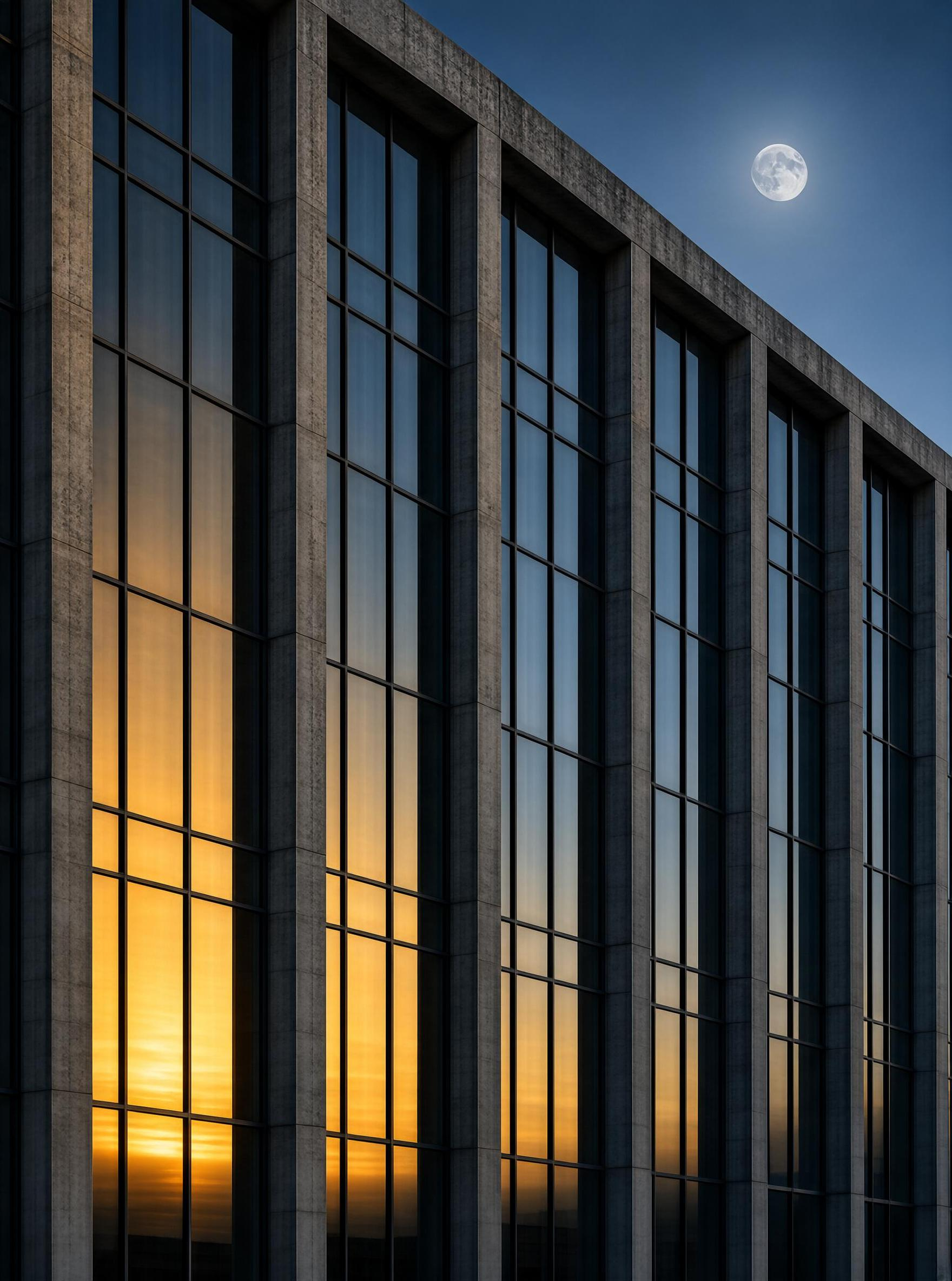 Moonlit Architectural Facade