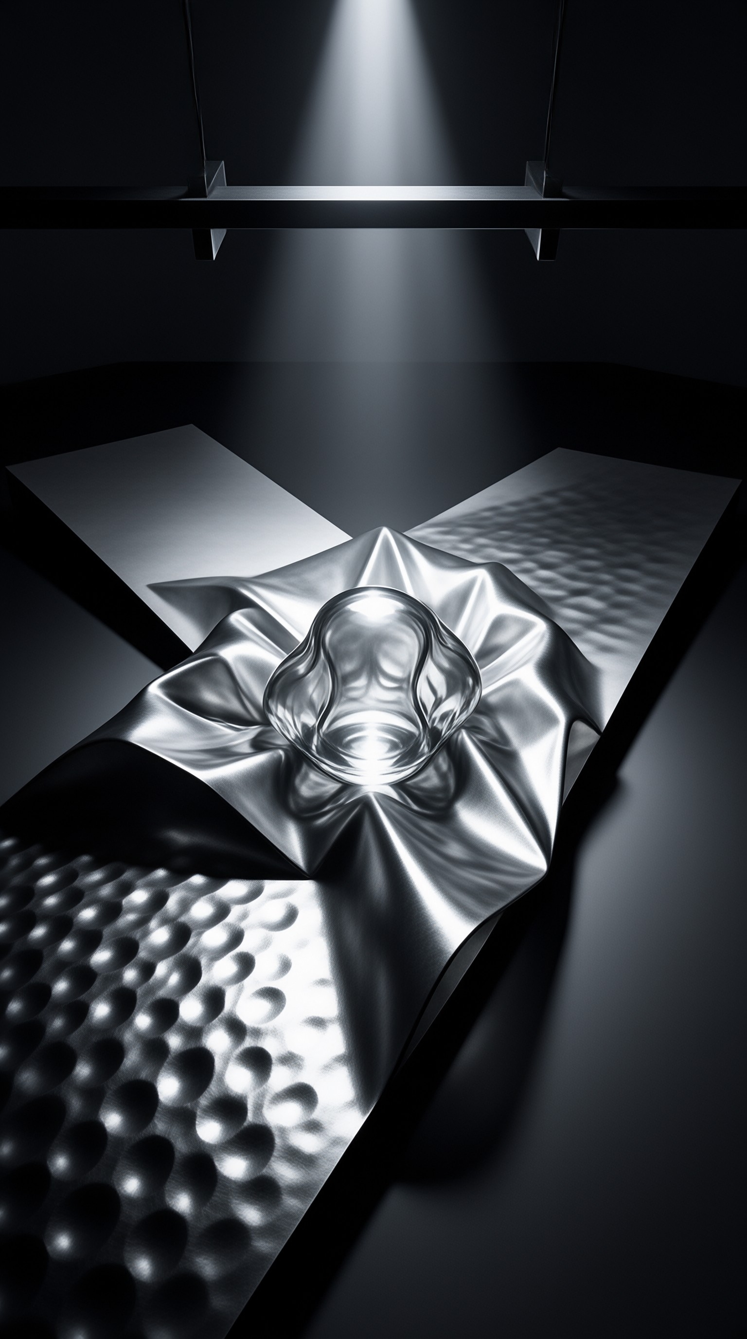 Spotlit Metallic Sculpture