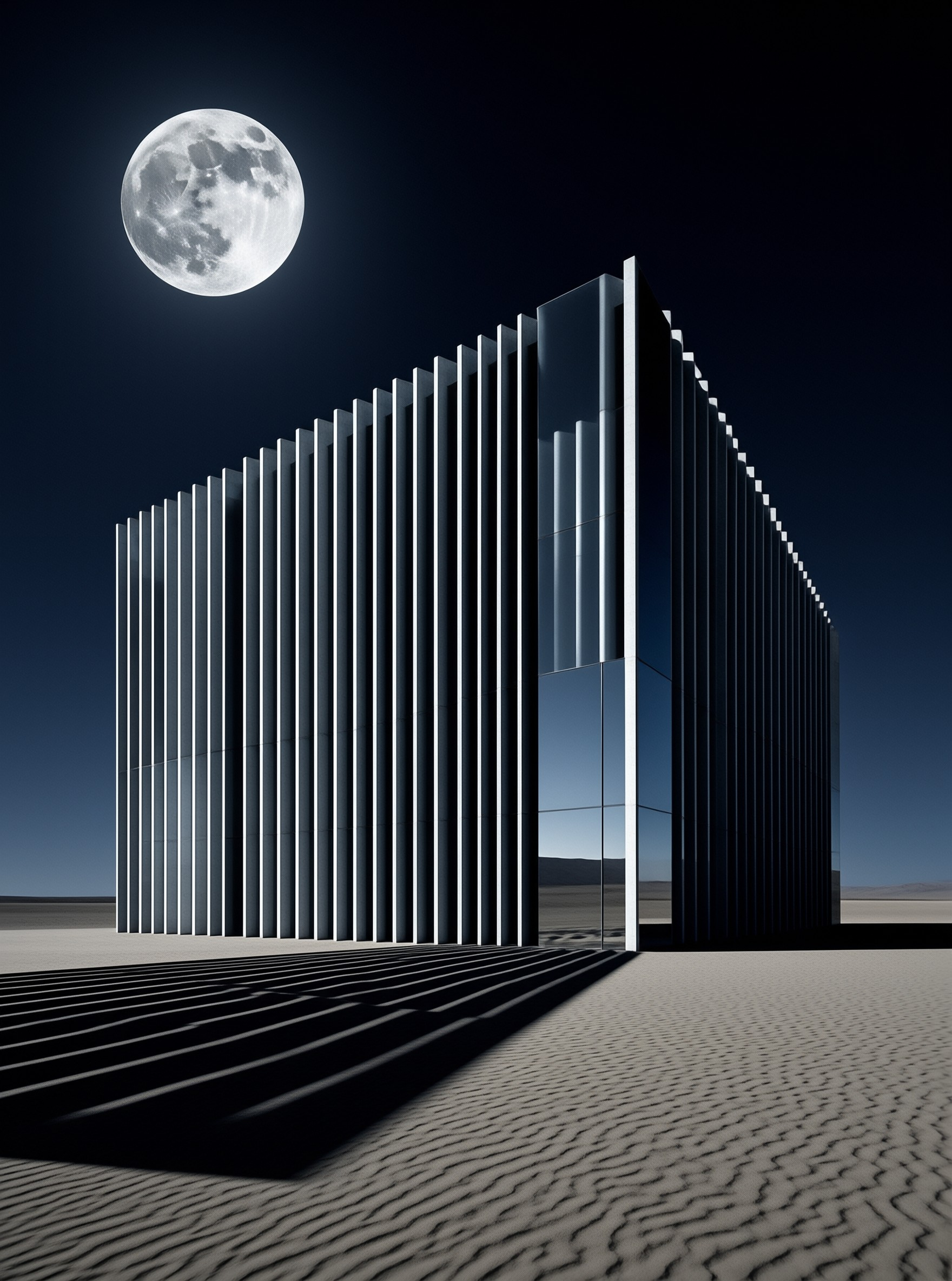 Minimalist Tower Under Full Moon