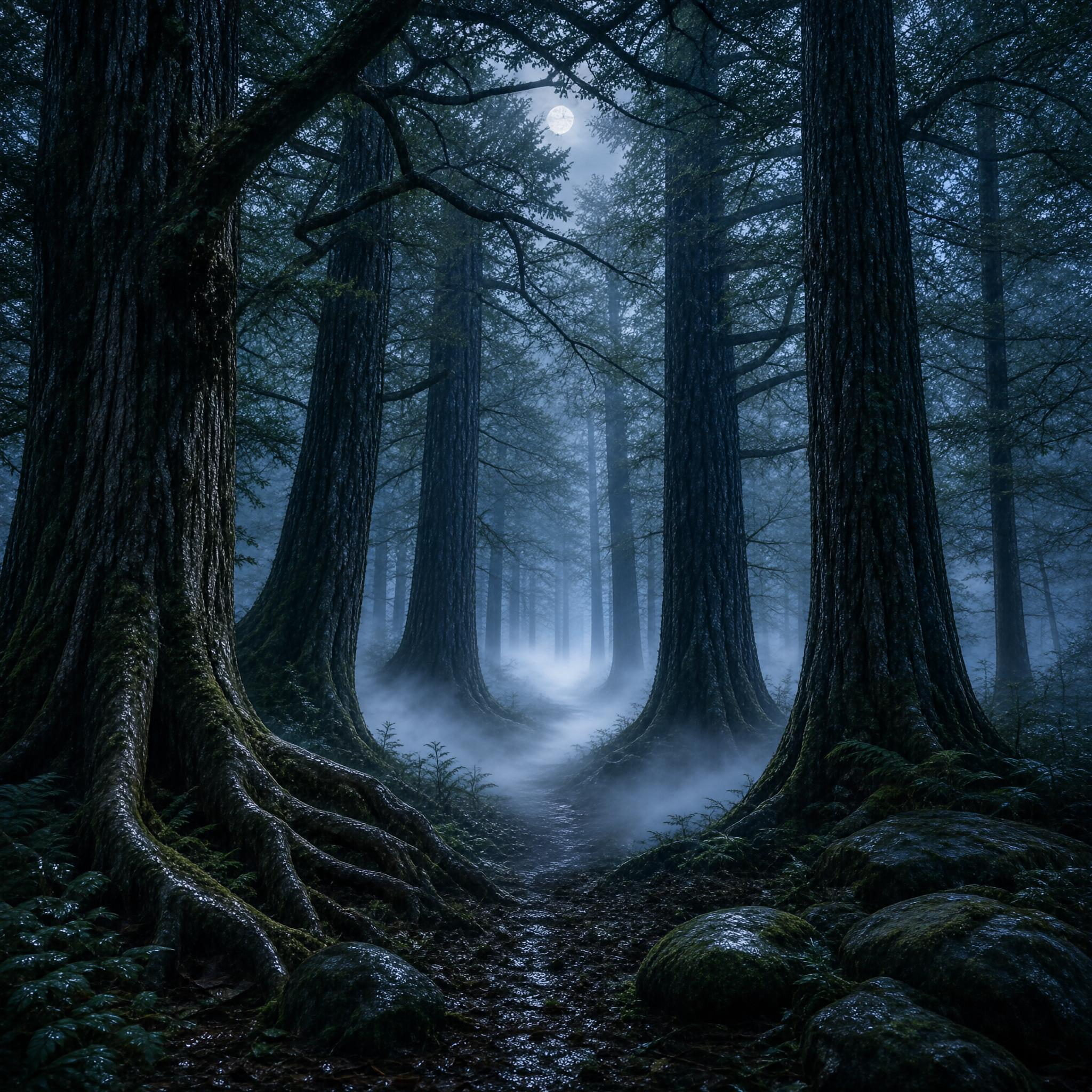 Mystical Moonlit Forest