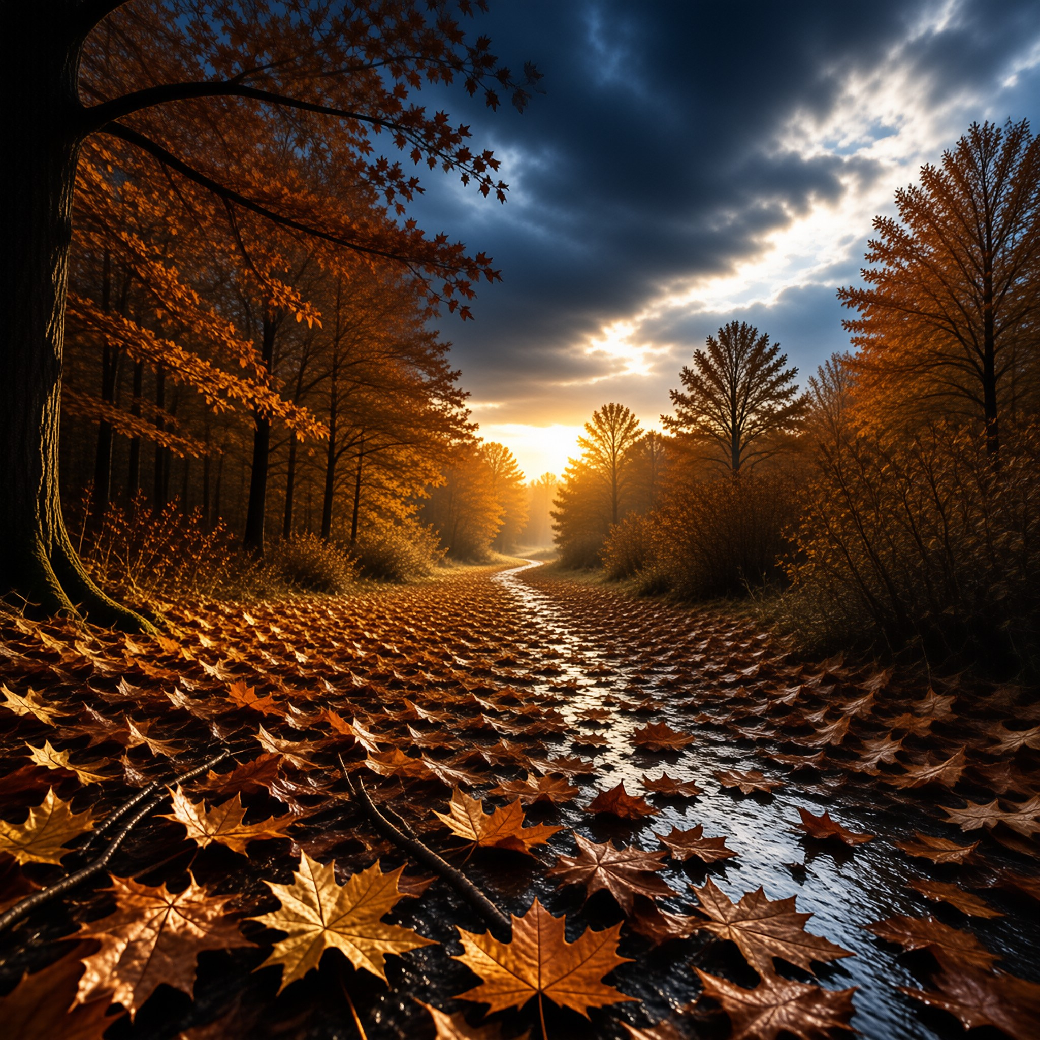 Autumn Pathway at Sunset