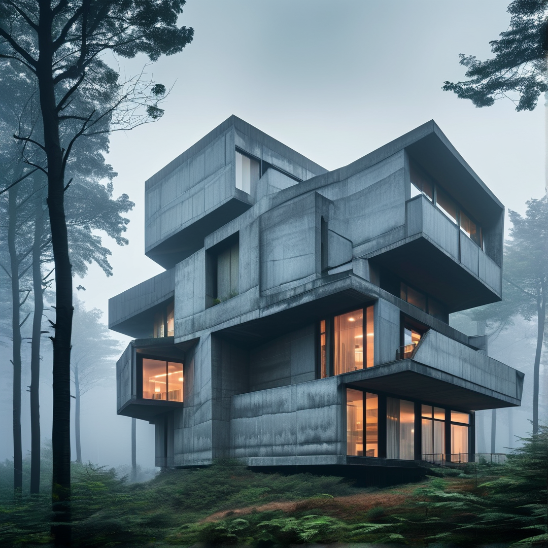 Modern Brutalist Forest House