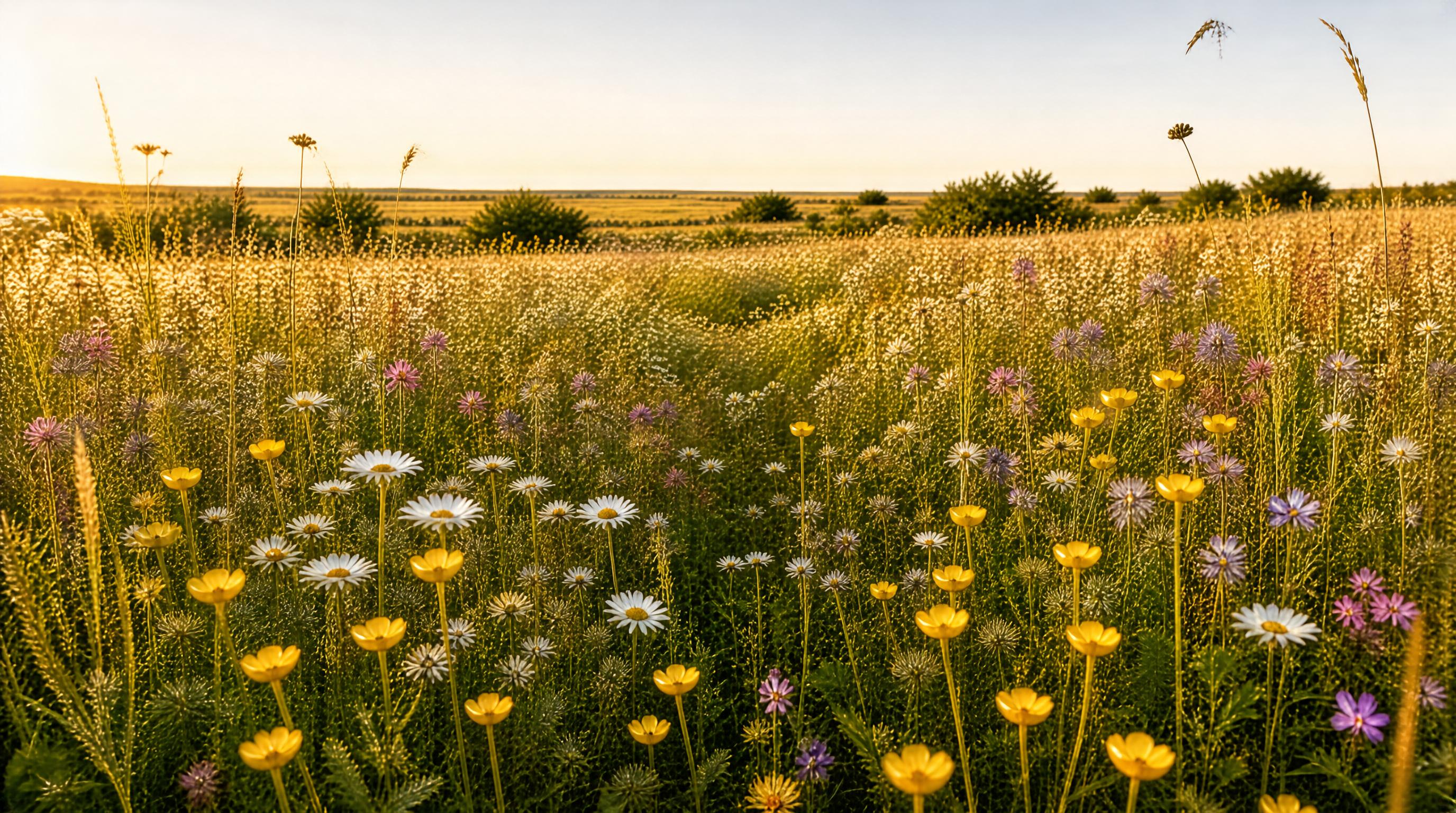 Wildflower Meadow at Sunset