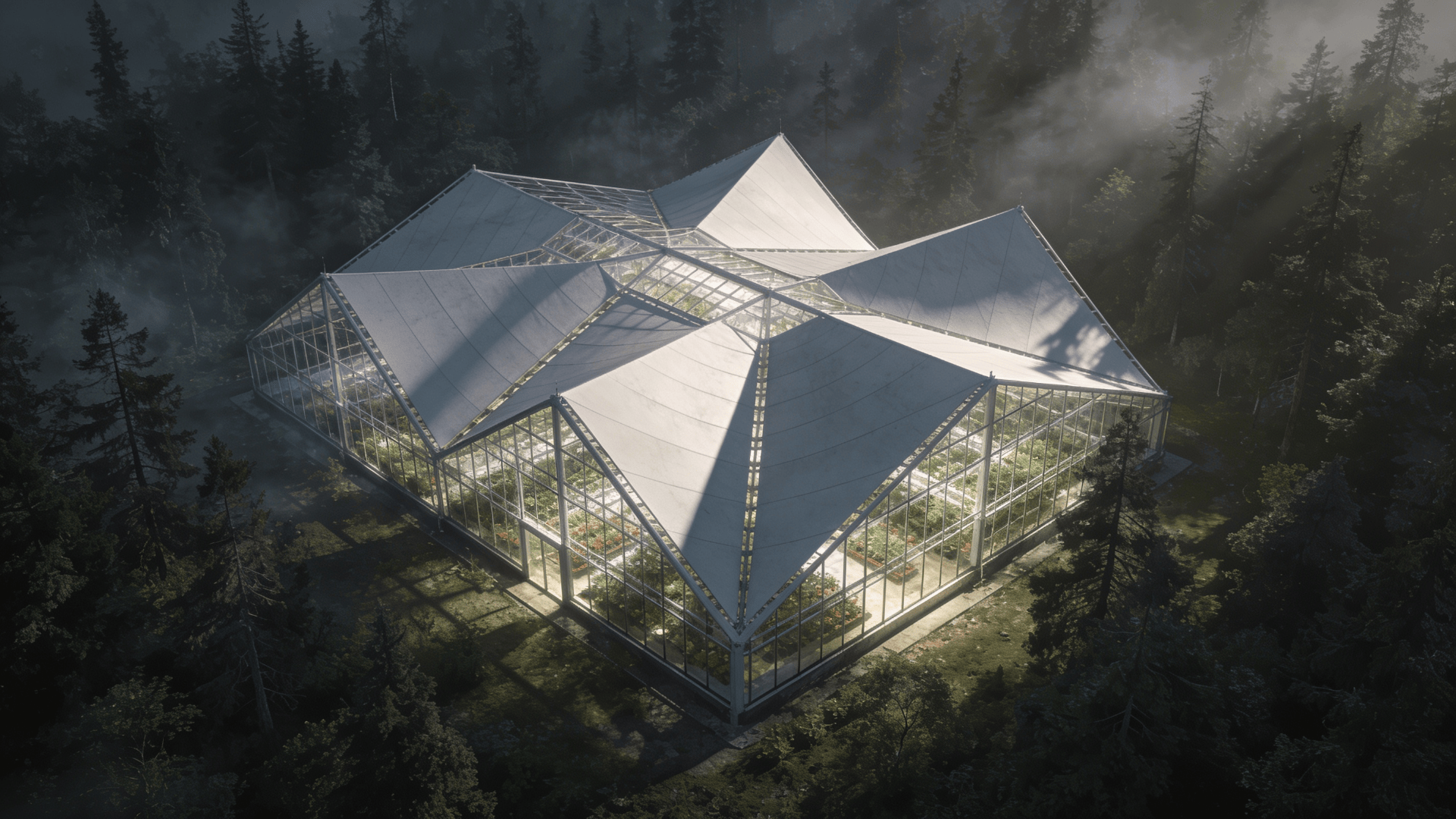 Greenhouse with Tensile Structure — Misty Forest
