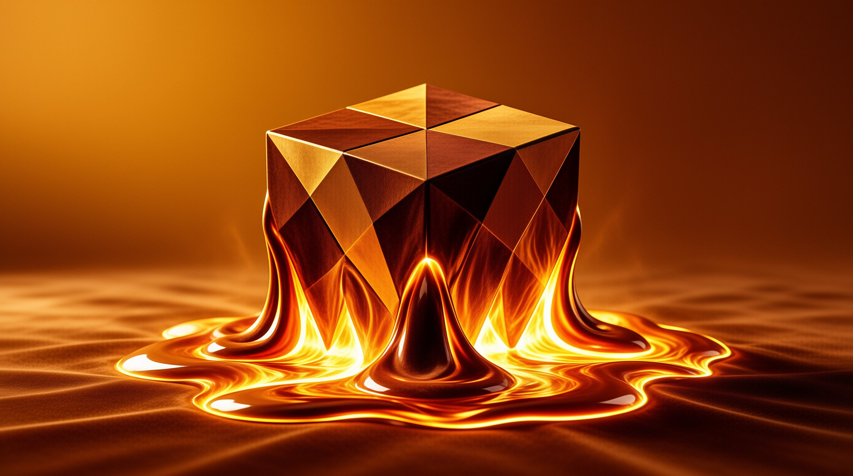 Melting Golden Cube