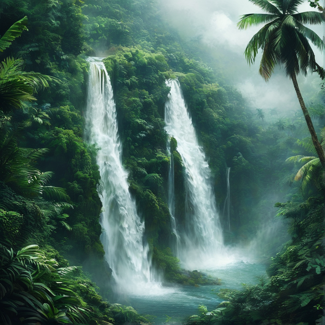 Tropical Jungle Waterfall