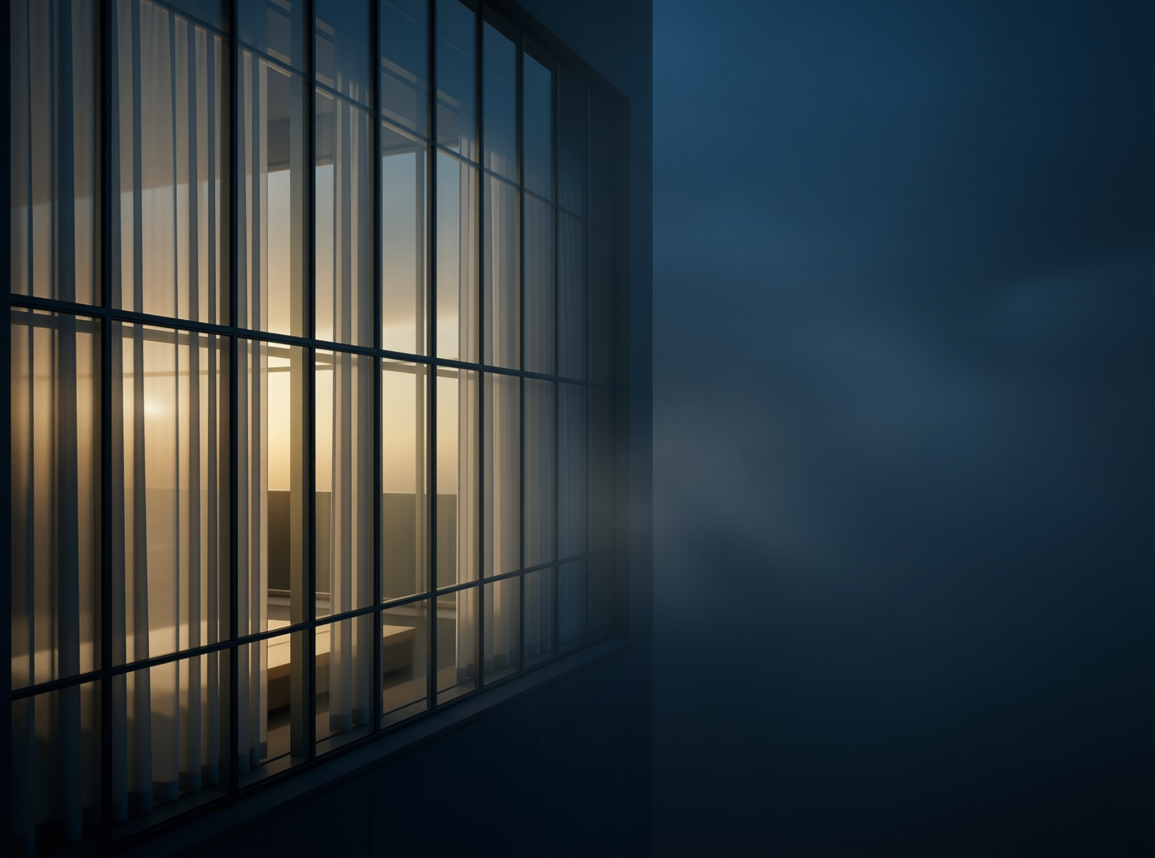 Glowing Window in Night Fog