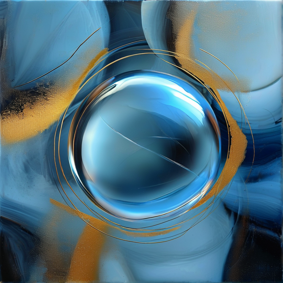 Blue Sphere with Gold Swirls