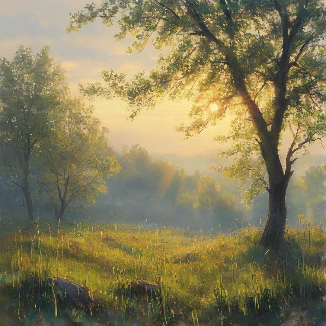 Sunlit Misty Forest
