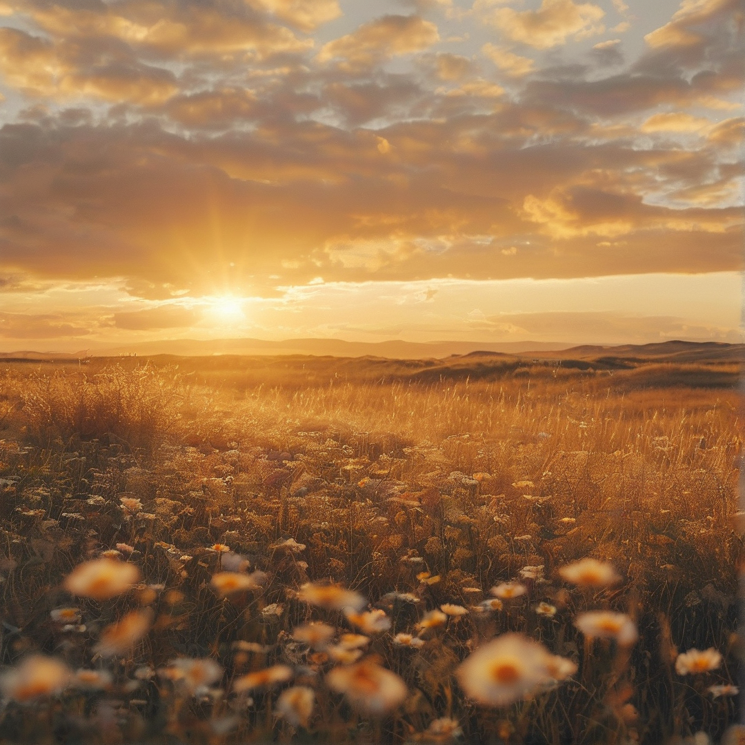 Golden Sunset in a Field