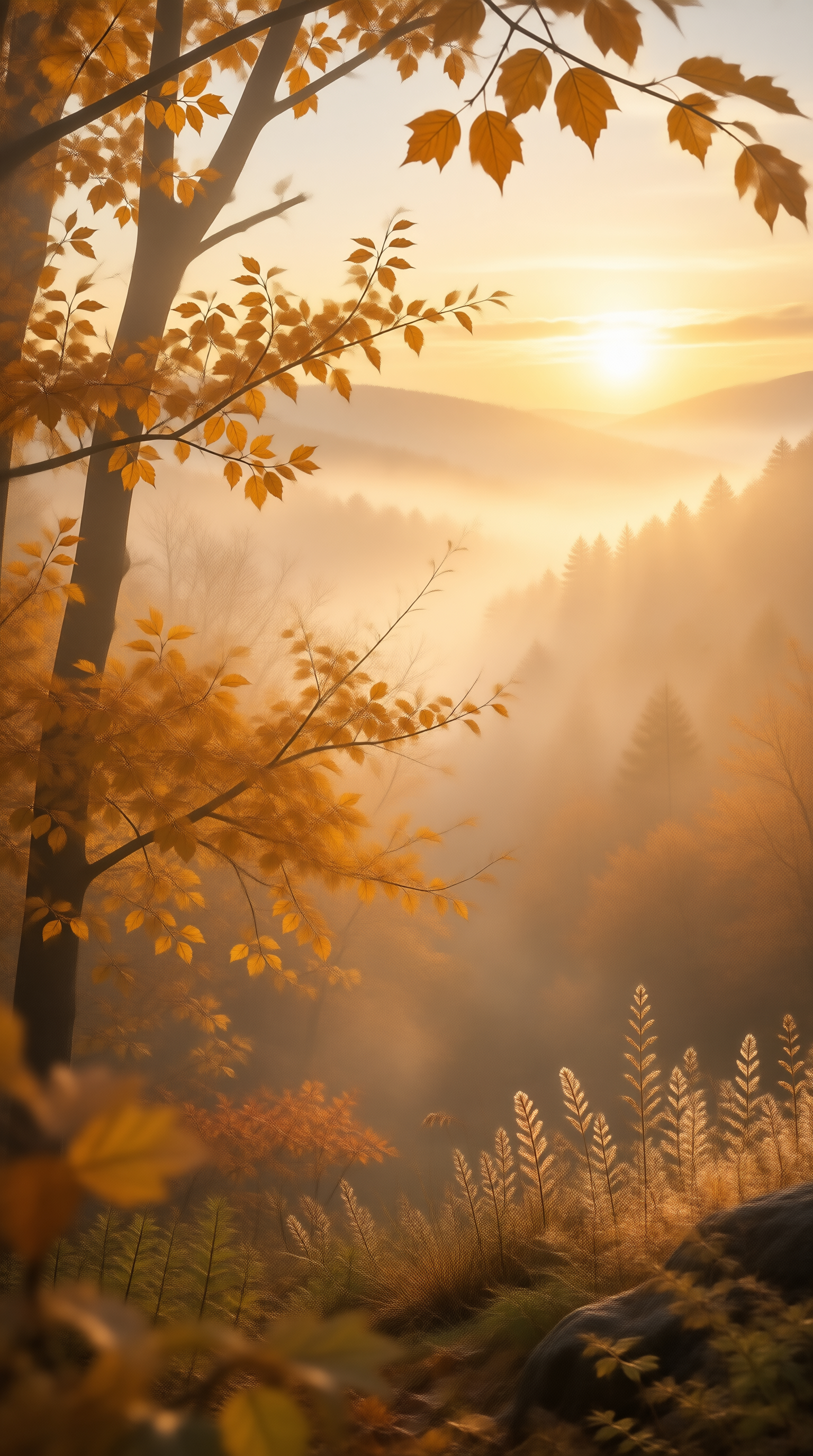 Misty Autumn Forest Sunrise