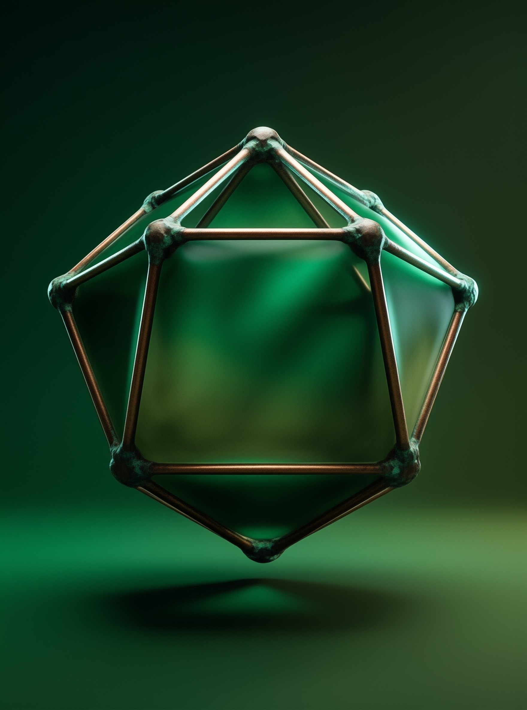 Metallic Green Polyhedron
